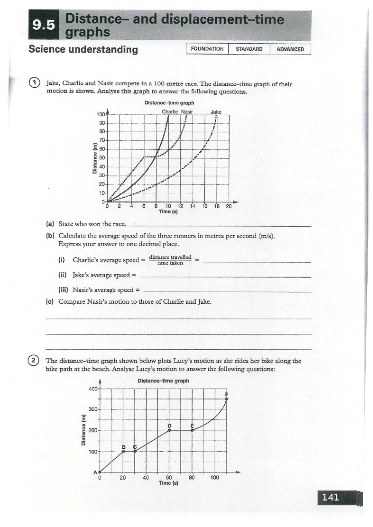 Science FOUNDATION STANDARD ADVANCED: Analyzing Motion Graphs - Studocu