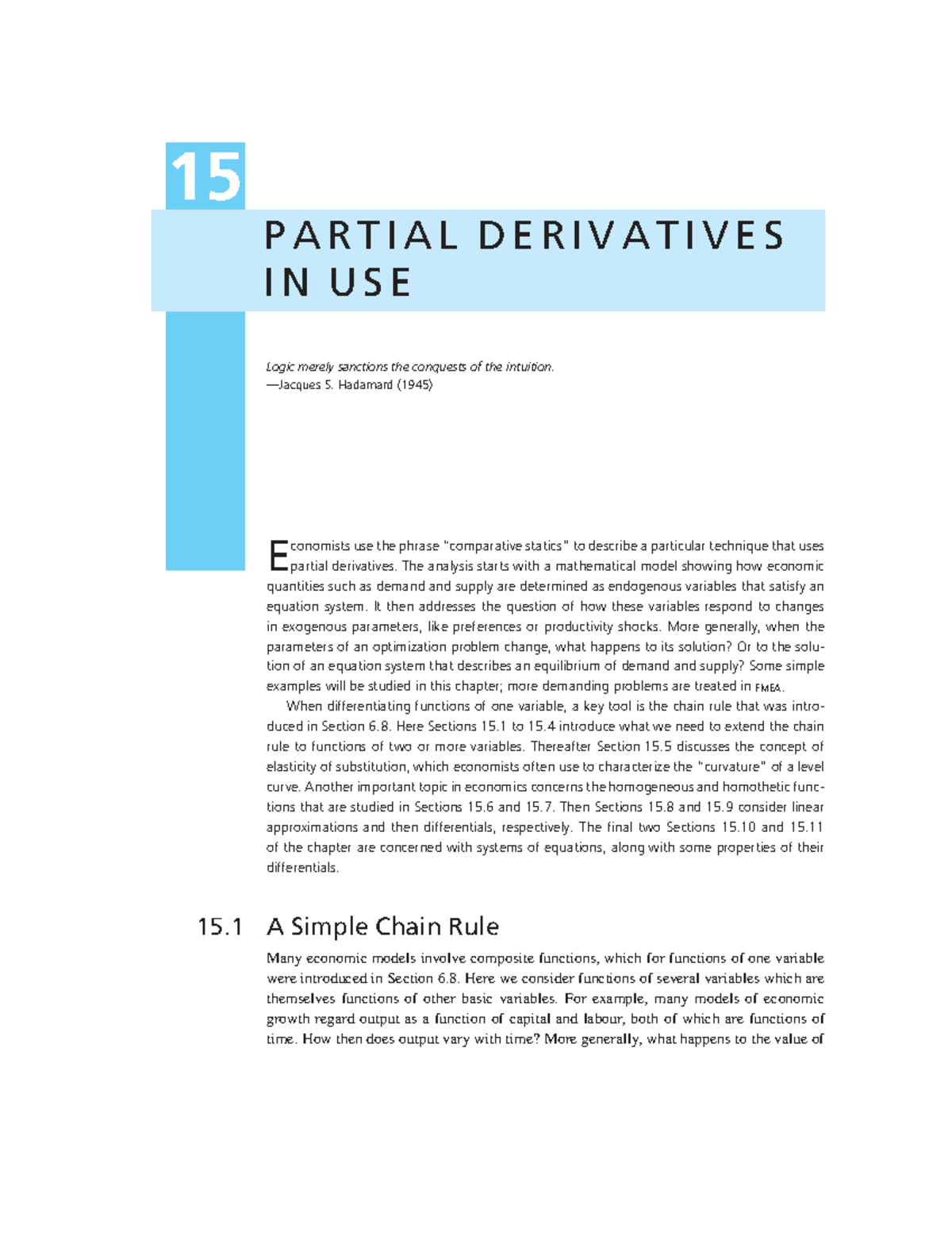Chapter 15: Partial Derivatives in Economic Models (ECO 615) - Studeersnel