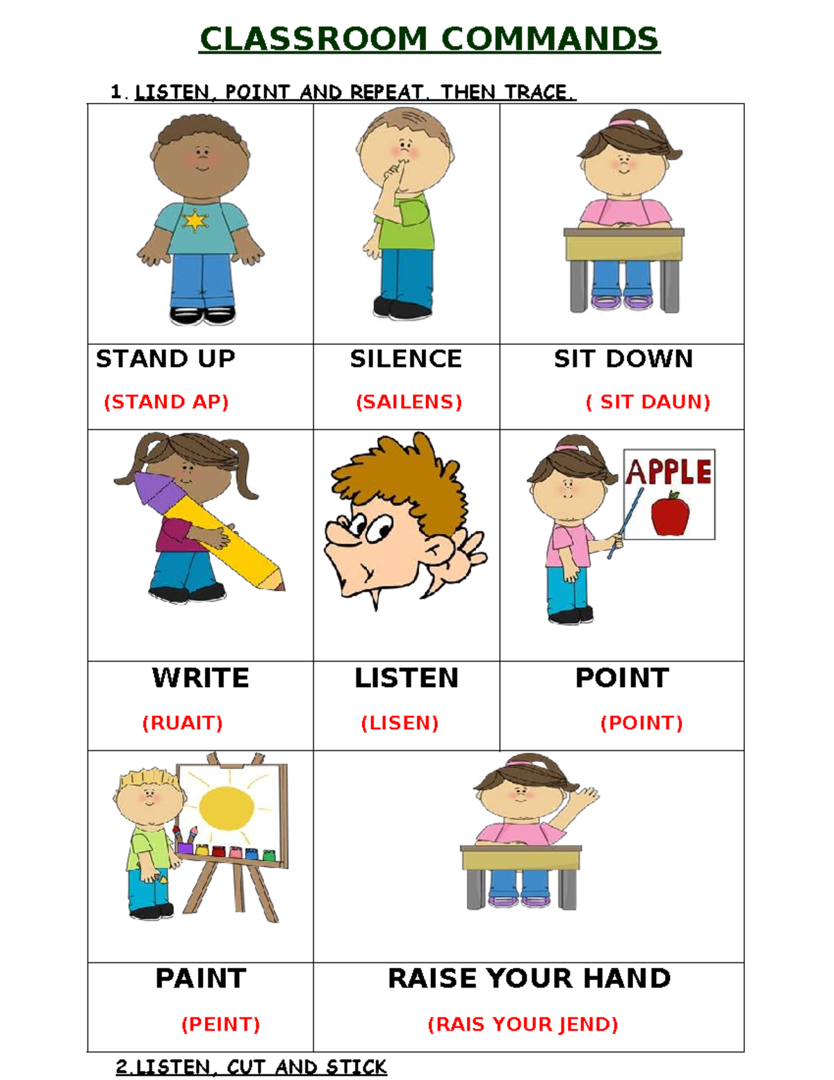 Classroom Commands Cuarta Semana - Ingles - CLASSROOM COMMANDS 1 ...