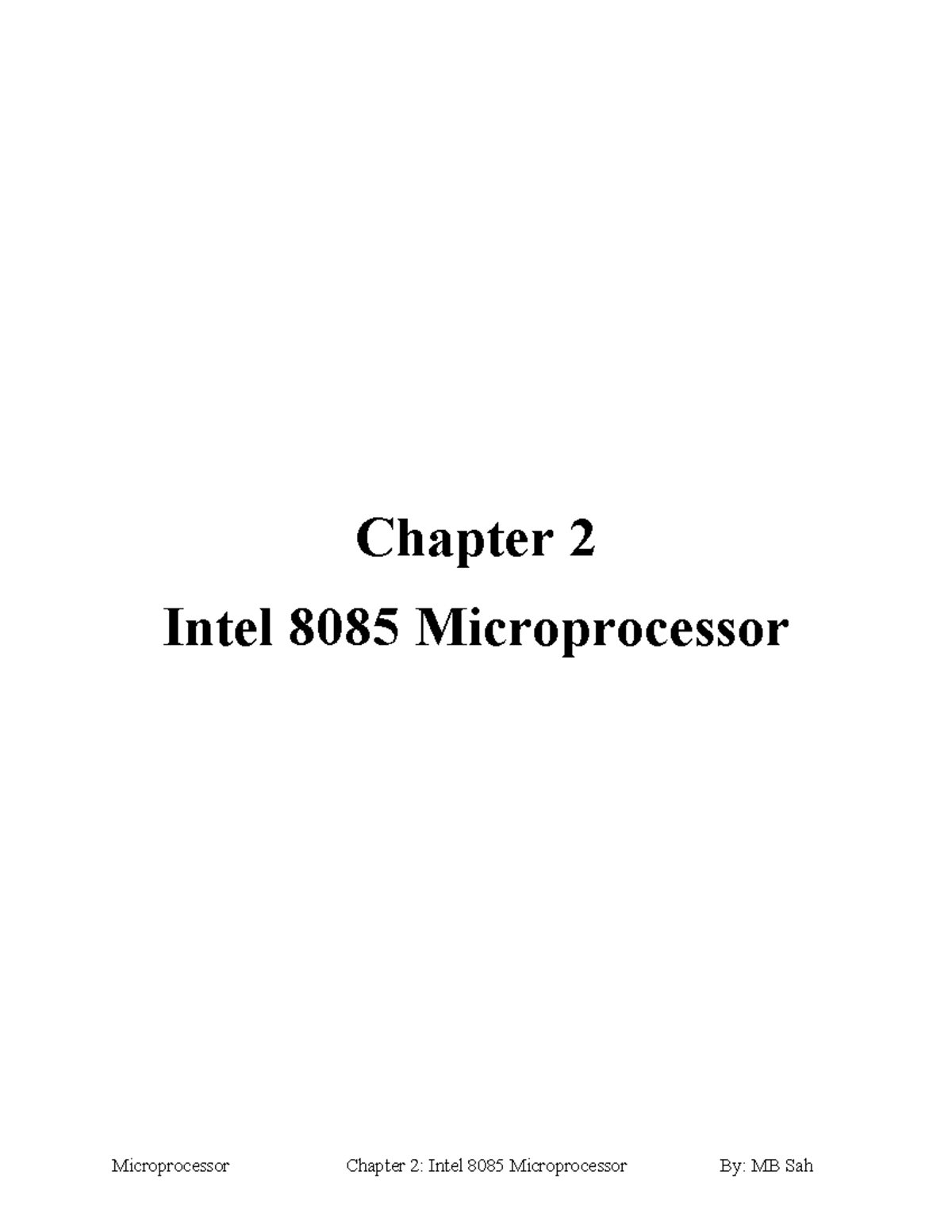 Microprocessor Chapter 2 Intel 8085 Microprocessor - Chapter 2 Intel ...