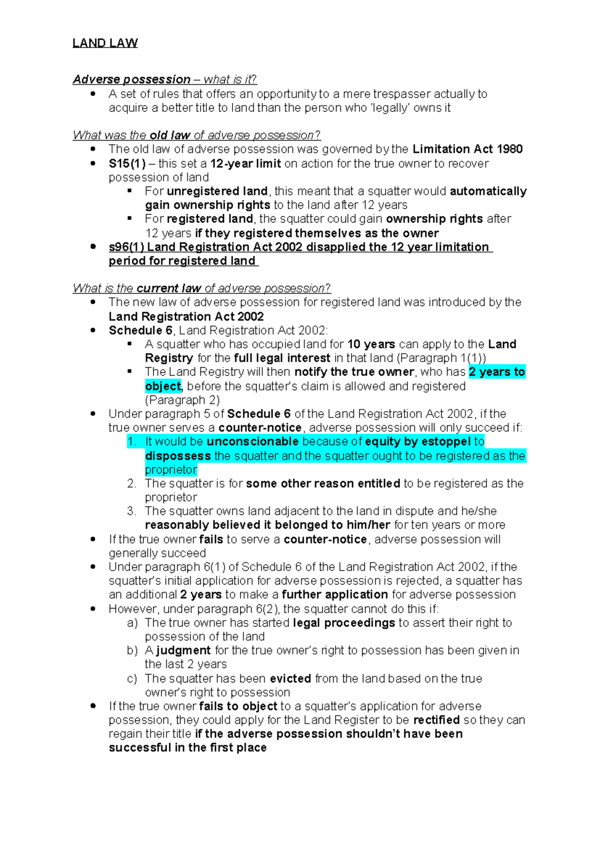 Adverse Possession: Current Law and Key Principles Explained - Studocu