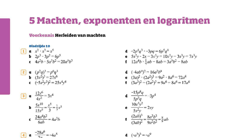 4 VWO WIS B H5 Uitwerkingen Machten, Exponenten en Logaritmen - Studeersnel