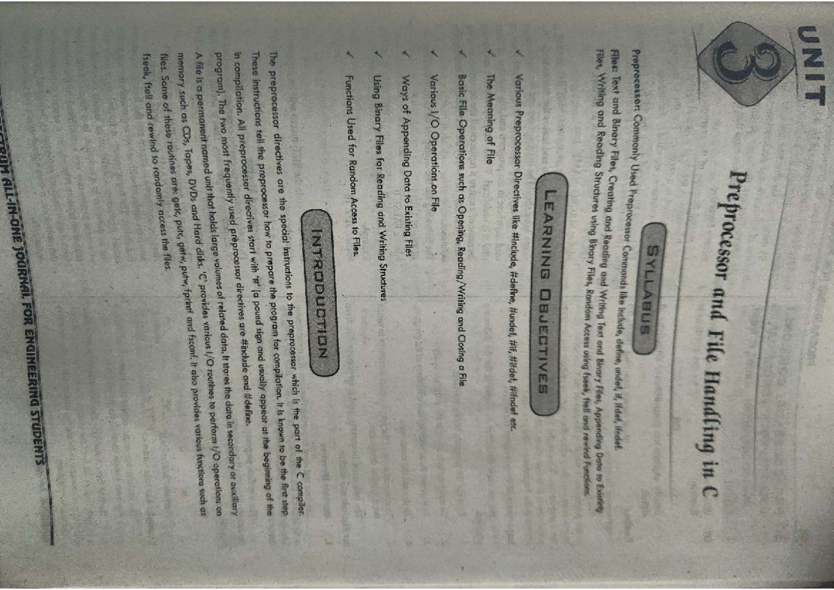 Preprocessor and File Handling in C - UNIT 3.4 Syllabus and Key ...
