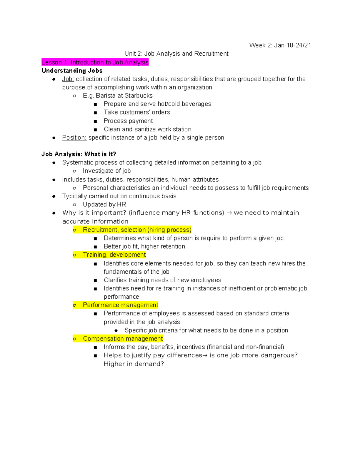 MOS1021 Unit 2 Job Analysis and Recruitment - Week 2: Jan 18-24/ Unit 2 ...