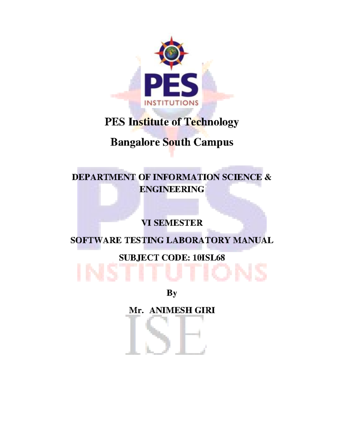 PESIT 10ISL68 VI Sem Software Testing Lab Manual: Triangle Problem ...