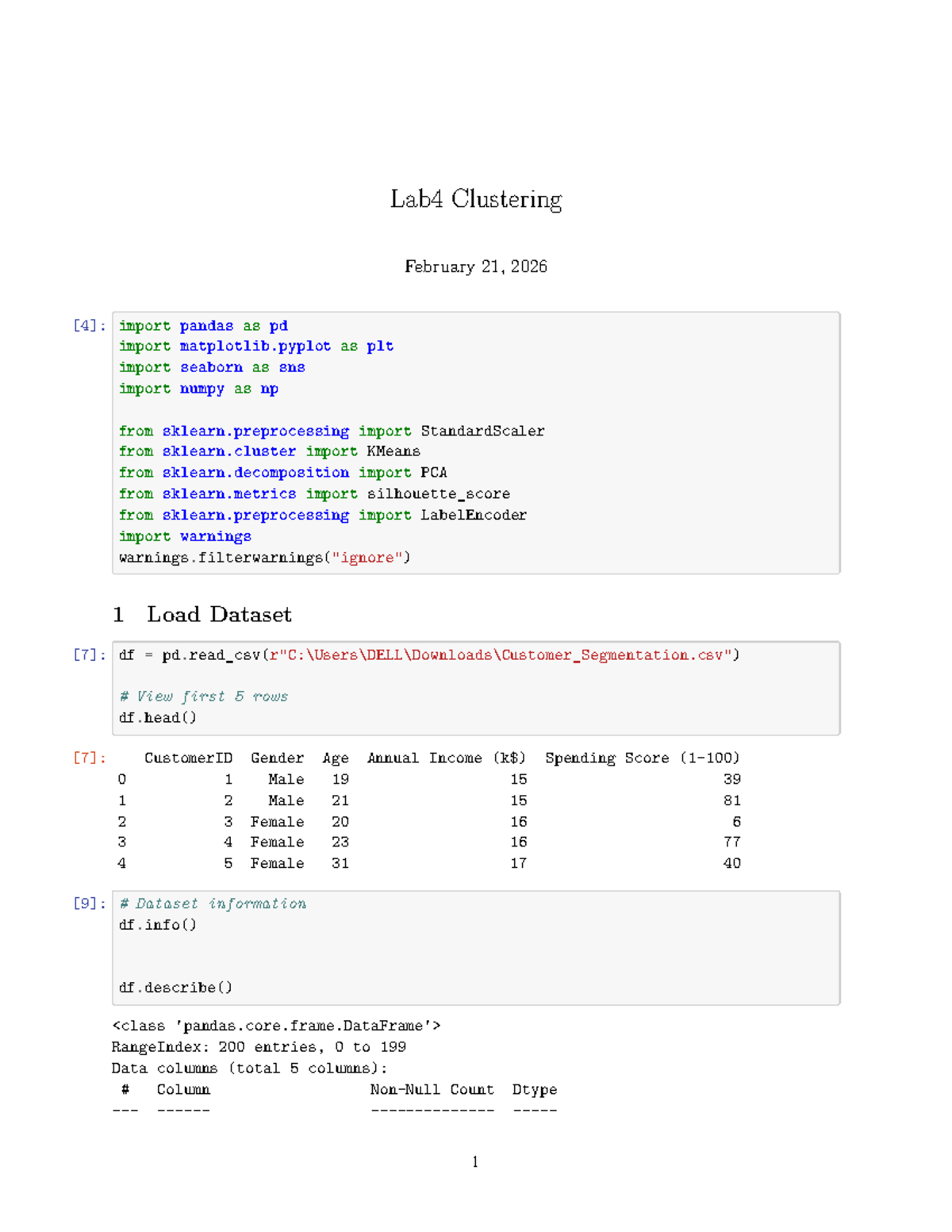 Lab4 Clustering Analysis - February 21, 2026 - Studocu