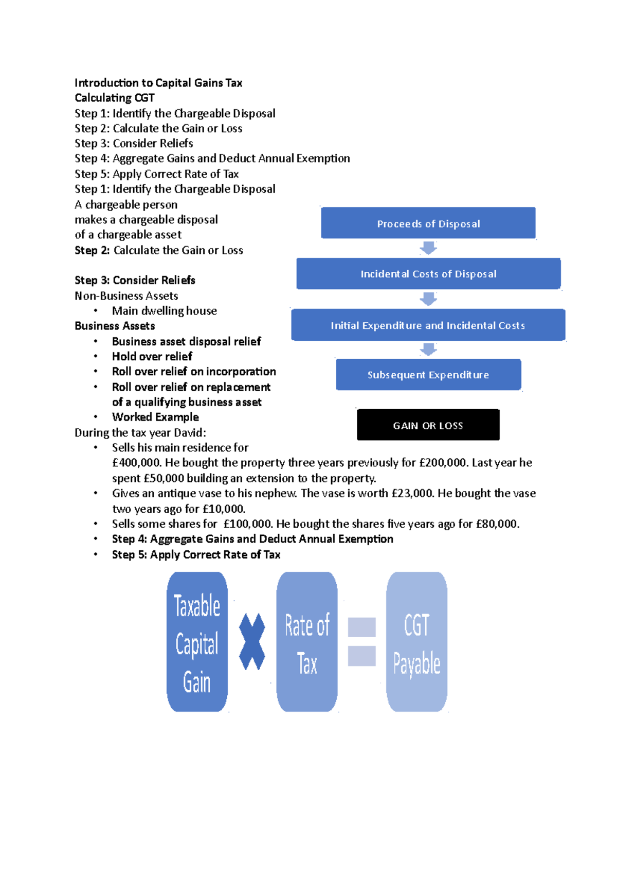 Understanding Capital Gains Tax: Key Steps & Calculations - Studocu