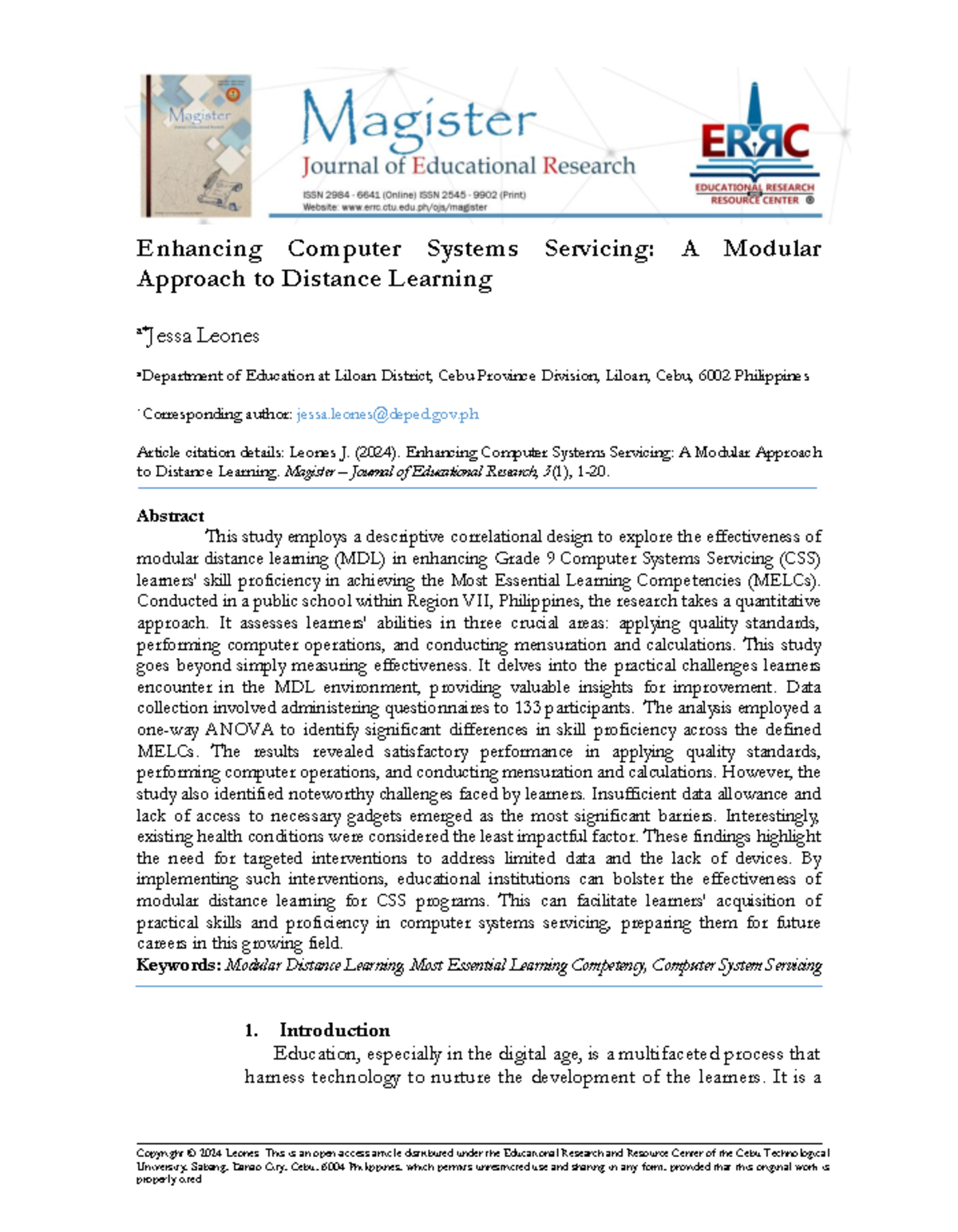 Enhancing CSS Skills: A Modular Approach to Distance Learning in Grade ...