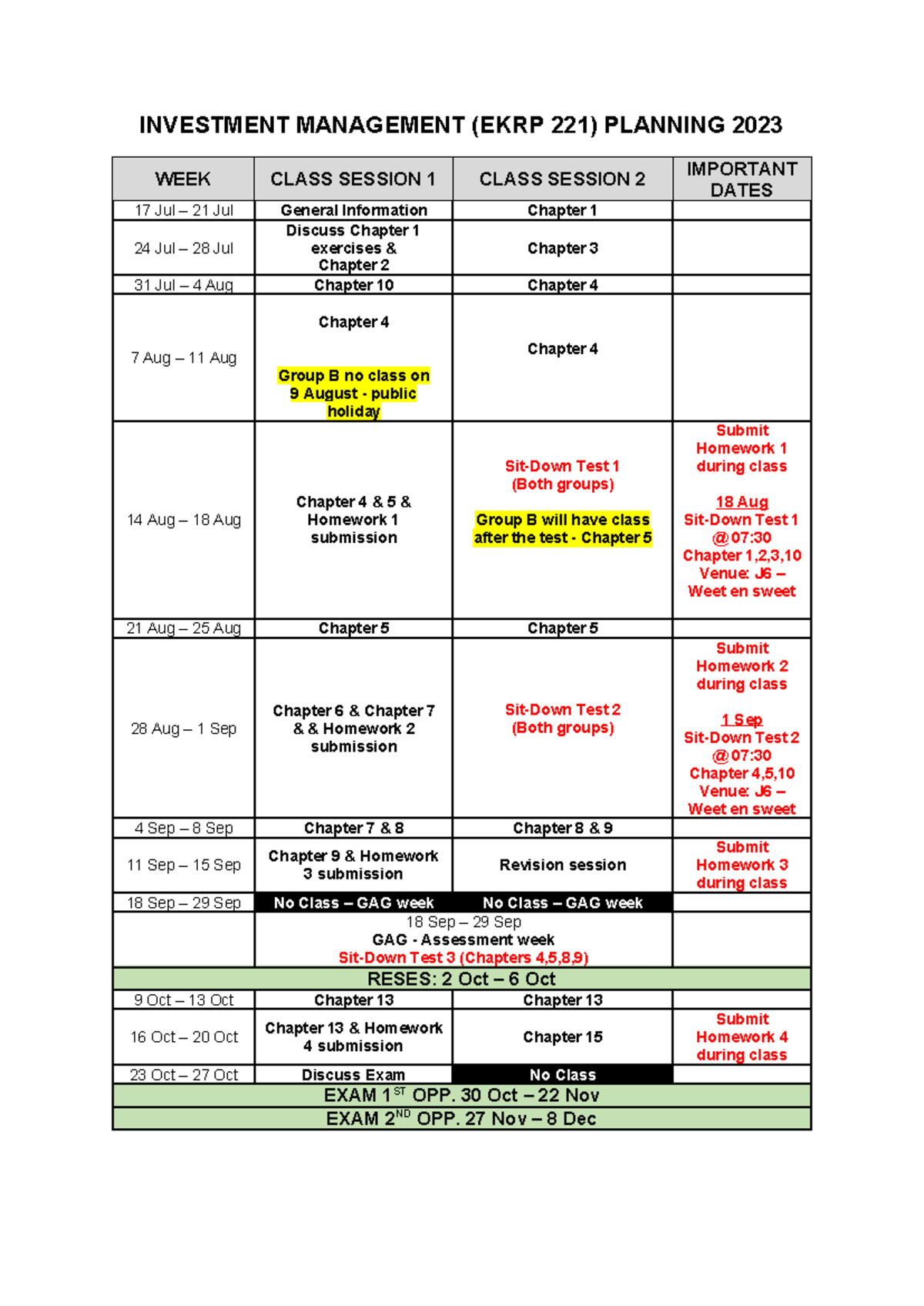 EKRP221 Semester+planning+for+students+2023-3 - INVESTMENT MANAGEMENT ...