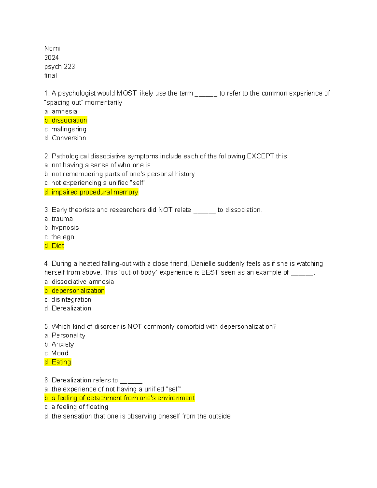Psych 223 Final Exam Study Guide: Key Concepts & Questions - Studocu