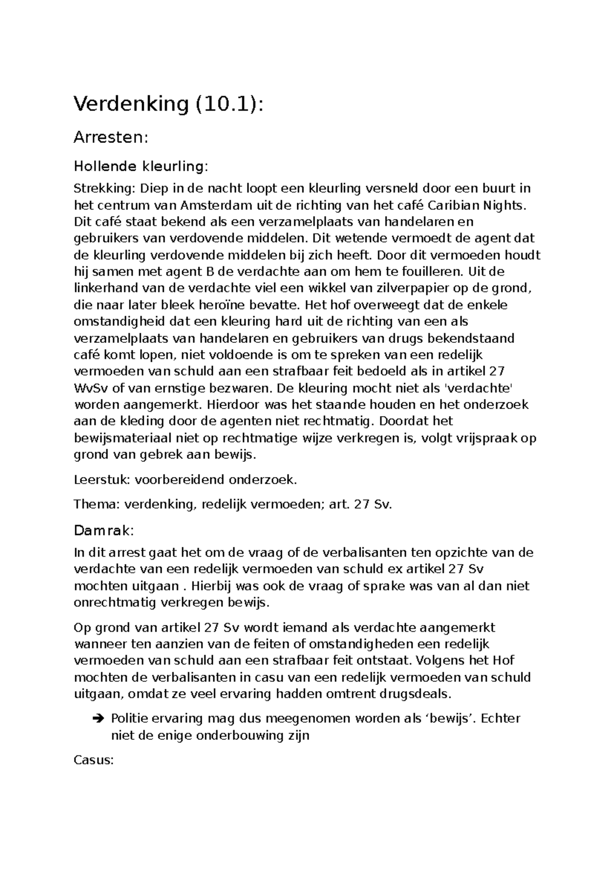 Verdenking en Verhoor in Strafprocesrecht (10.1): Arresten en Casussen ...