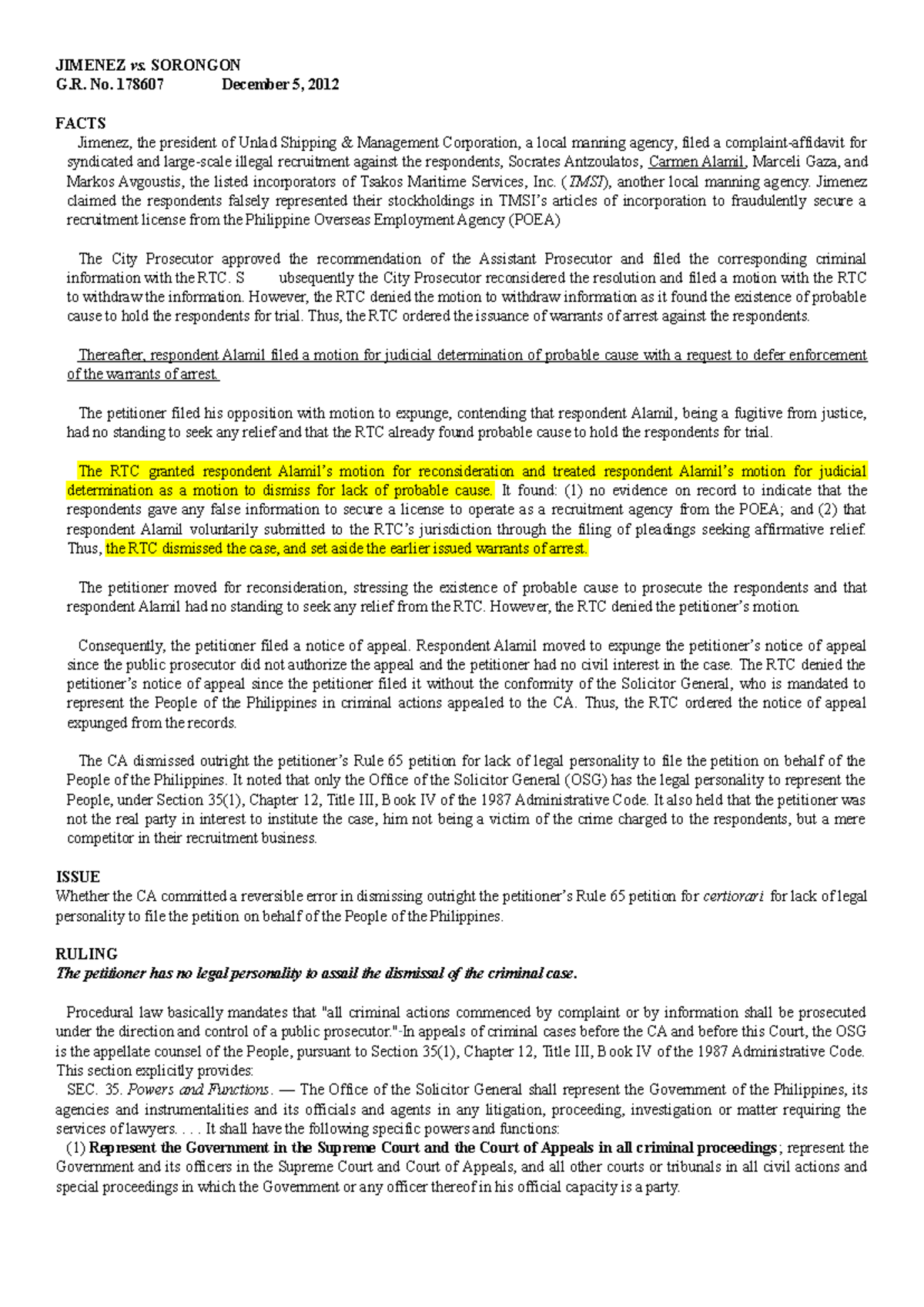 Criminal Procedure Case Digests: Key Rulings and Legal Principles - Studocu