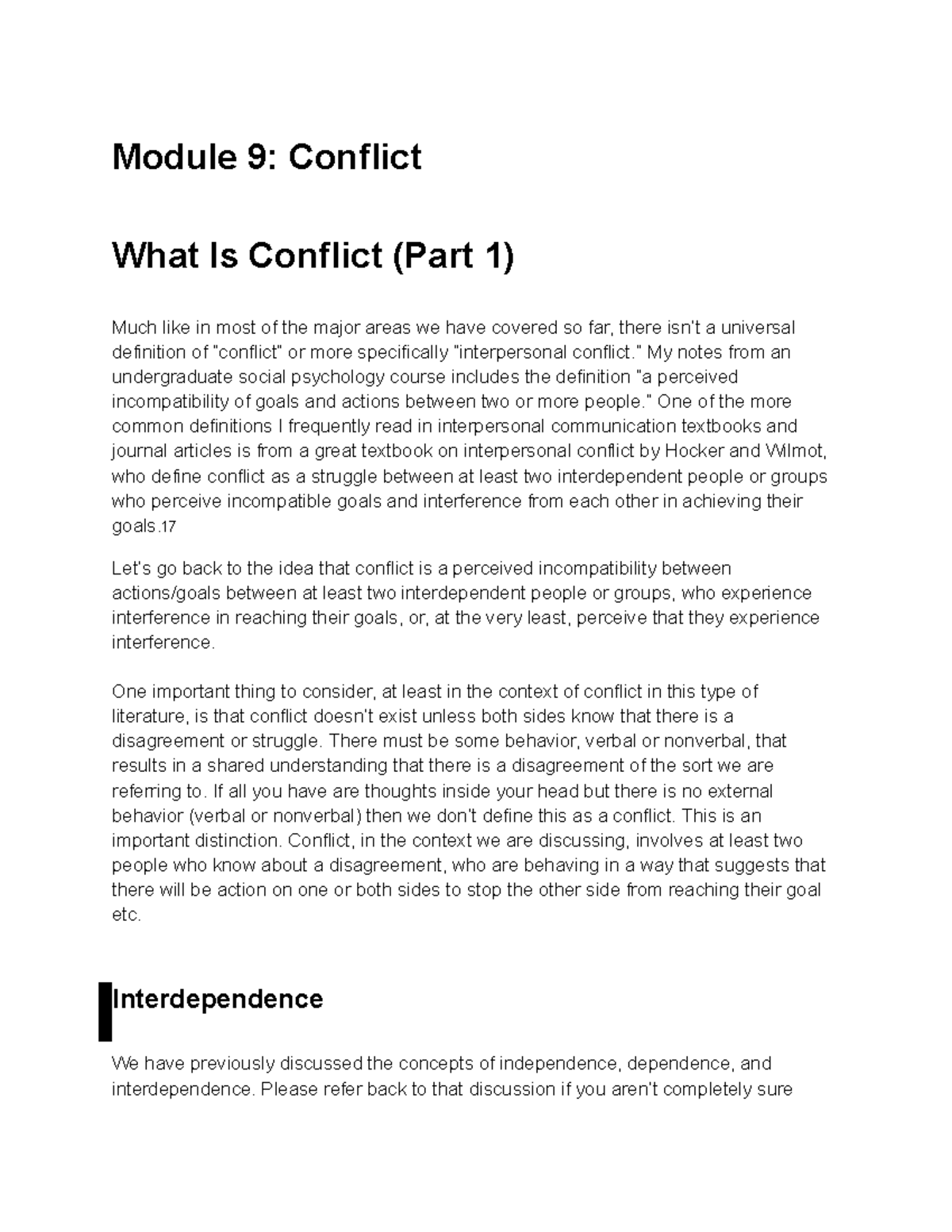 Module 9: Understanding Conflict Dynamics in Social Psychology - Studocu