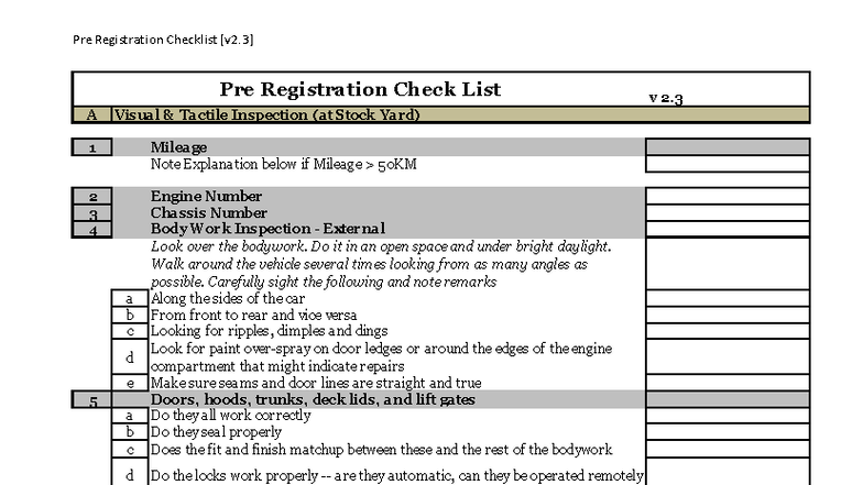 Car-Pre Delivery Inspection Checklist (Course Code: CDL 101) - Studocu