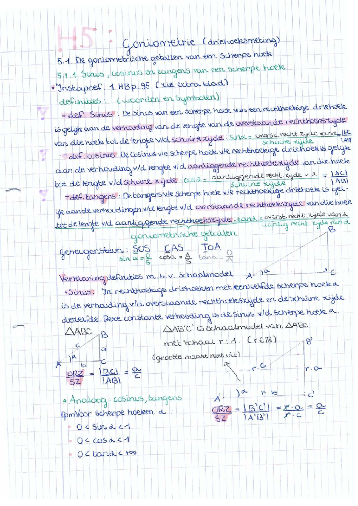 Wiskunde H5-H8 3ASO: Goniometrie en Functies Oefeningen - Studocu