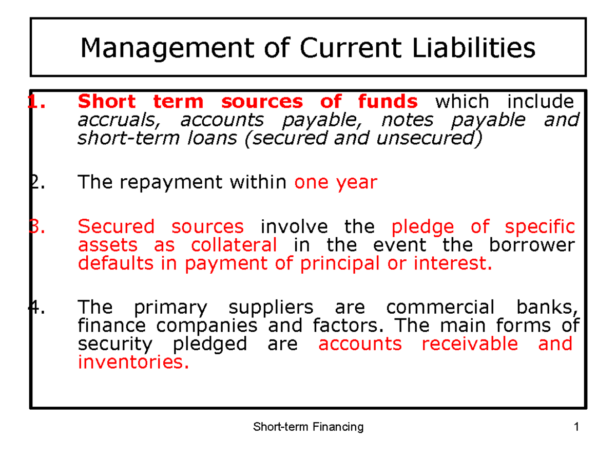 Chapter 3 - Management of Current Liabilities: Key Concepts and ...