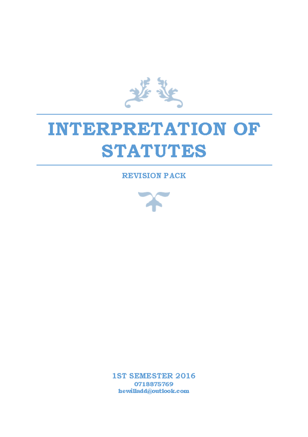 IOS2601 - Exam pack 4 - Statutory Interpretation and Case Analysis ...