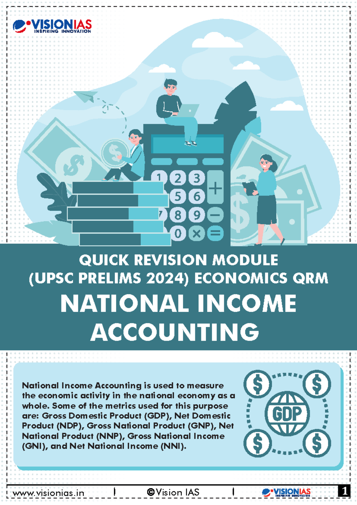 QUICK REVISION MODULE (UPSC PRELIMS 2024) ECONOMICS: NATIONAL INCOME ...