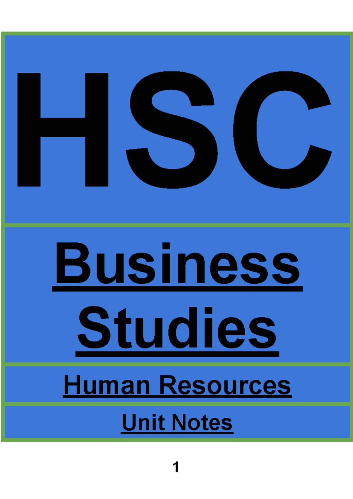 HSC Business Studies - Human Resources Unit Comprehensive Notes - Studocu
