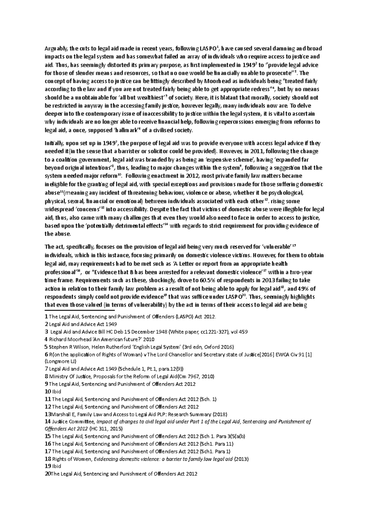LASPO and the Consequences of Legal Aid Cuts on Access to Justice - Studocu