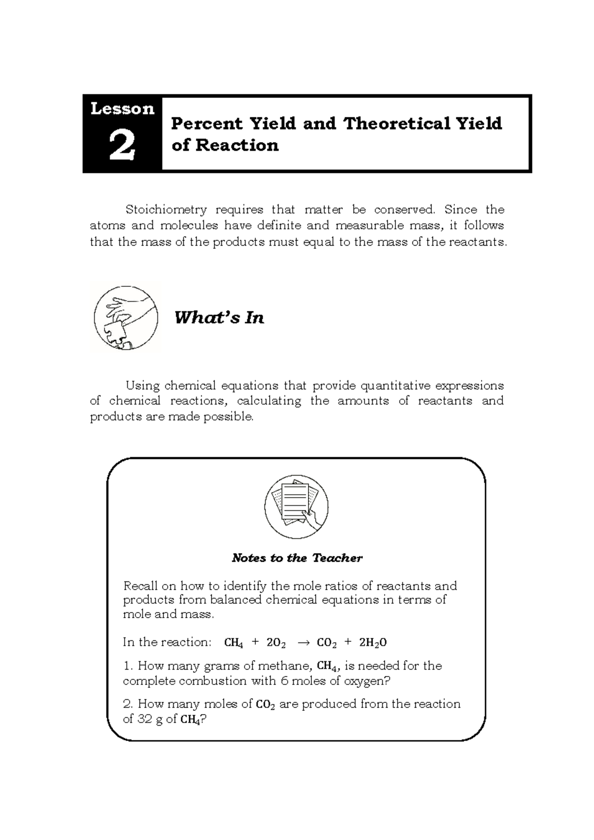 Chemistry 1: Lesson on Mass Relationships and Percent Yield Principles ...