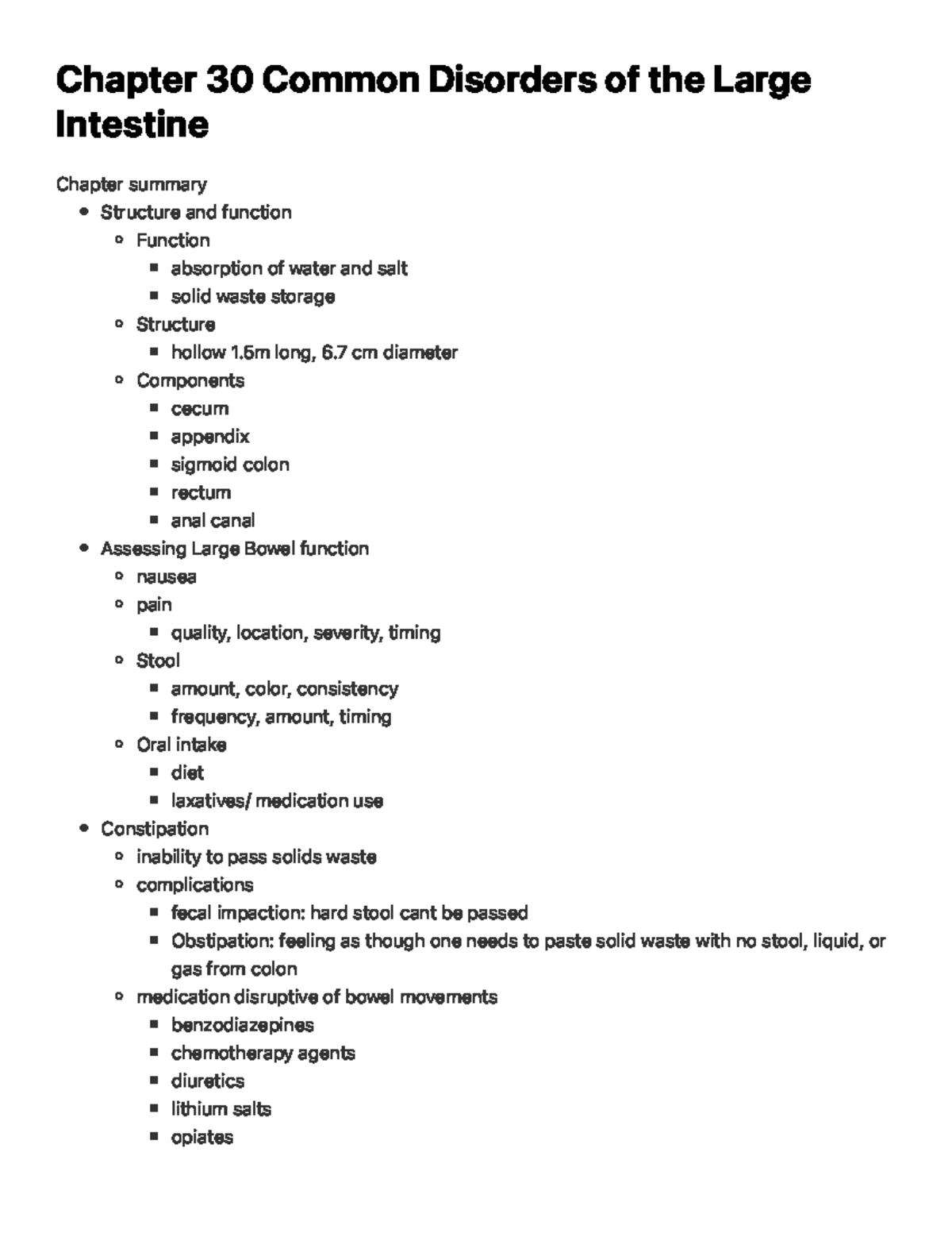 Chapter 30: Common Disorders of the Large Intestine Overview - Studocu