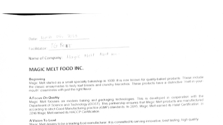 Company Visits Report: Magic Melt Food Inc. & Hein Chrispijn ...