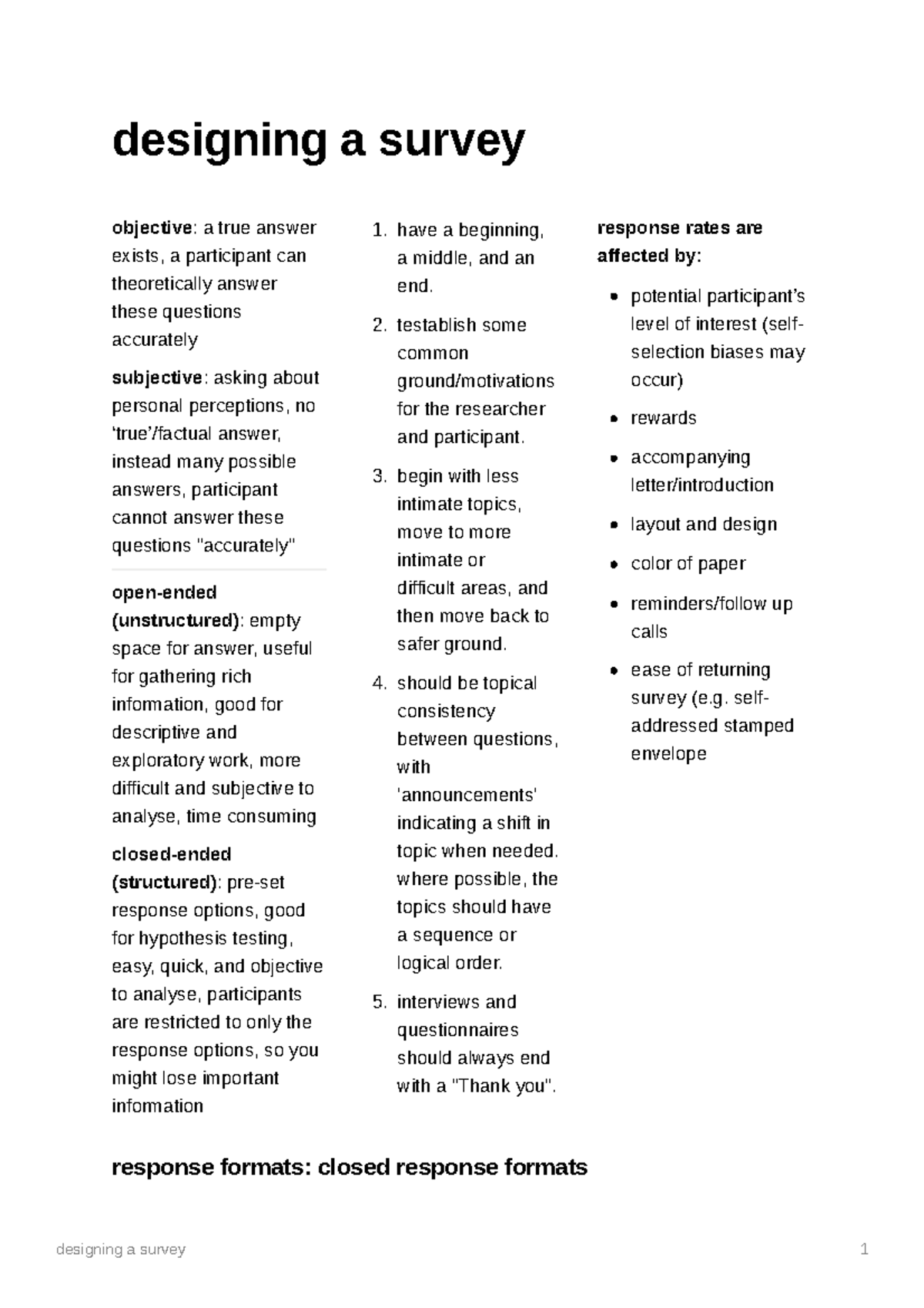 Survey Design Principles - PSYC2009 - Studocu