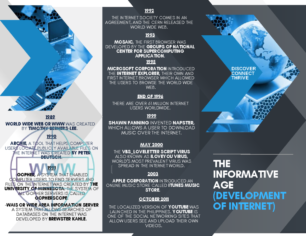 STS Brochure - THE INFORMATIVE AGE (DEVELOPMENT OF INTERNET) DISCOVER ...