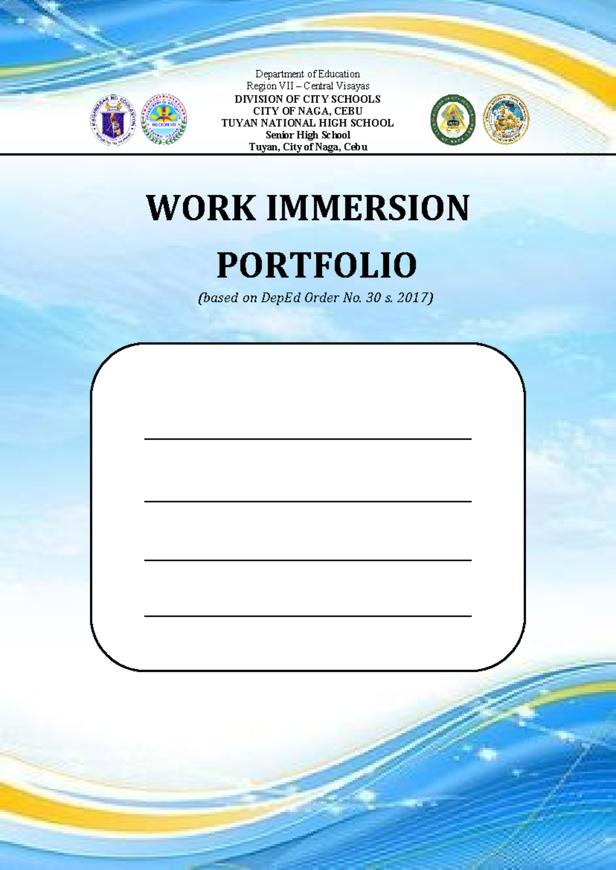 SHS Work Immersion Portfolio: Guidelines & Activities Guide for Grade ...
