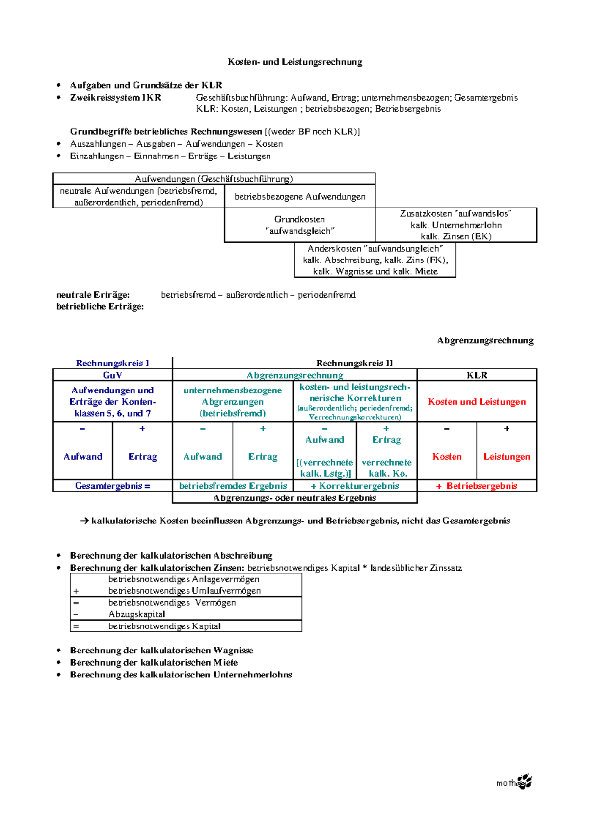 Fragenkatalog Internes Rechnungswesen für Vollkostenrechnungstin;  Teilkostenrechnung - Studocu