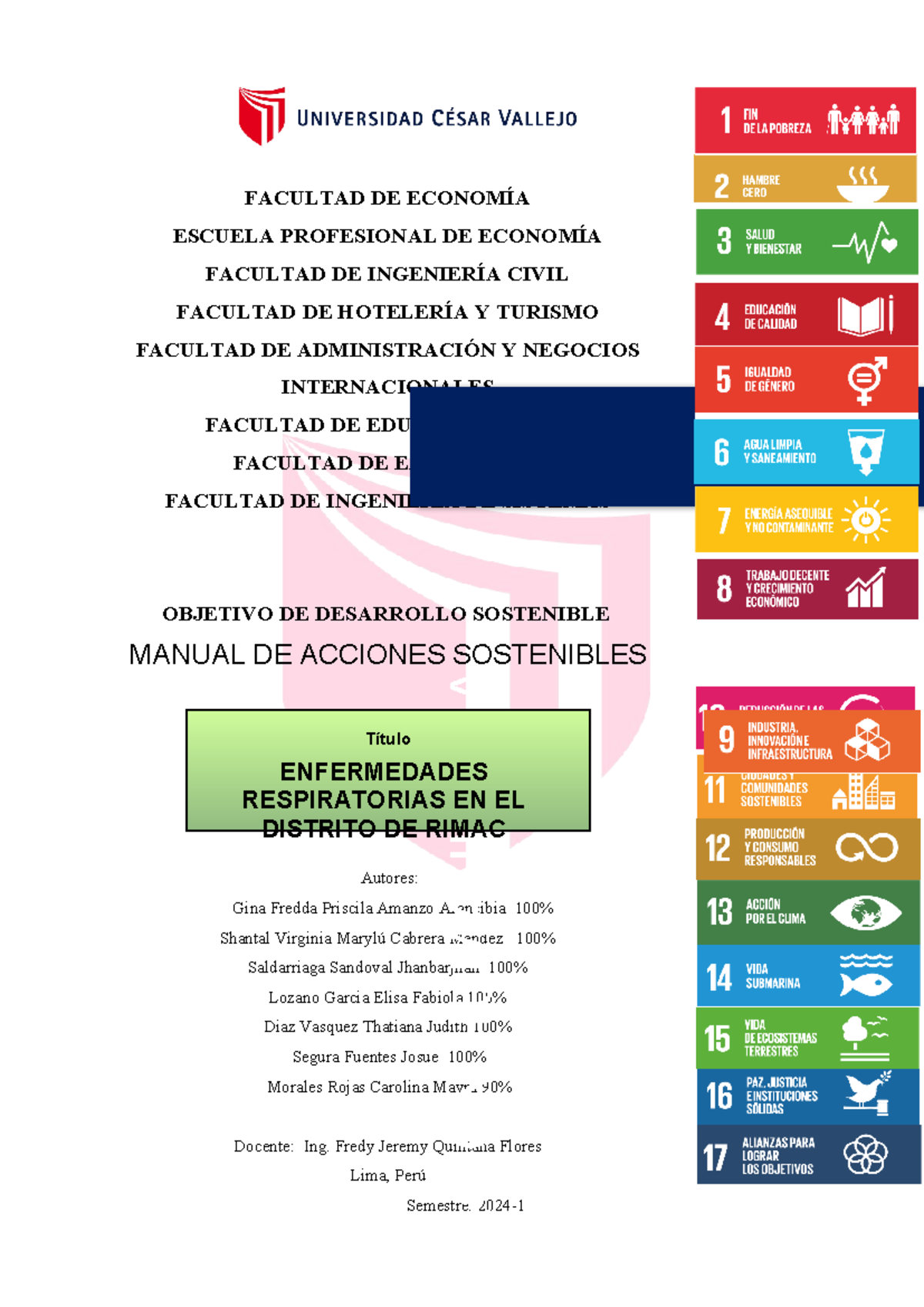 Sesión 15: Manual de Acciones Sostenibles ODS para Enfermedades ...