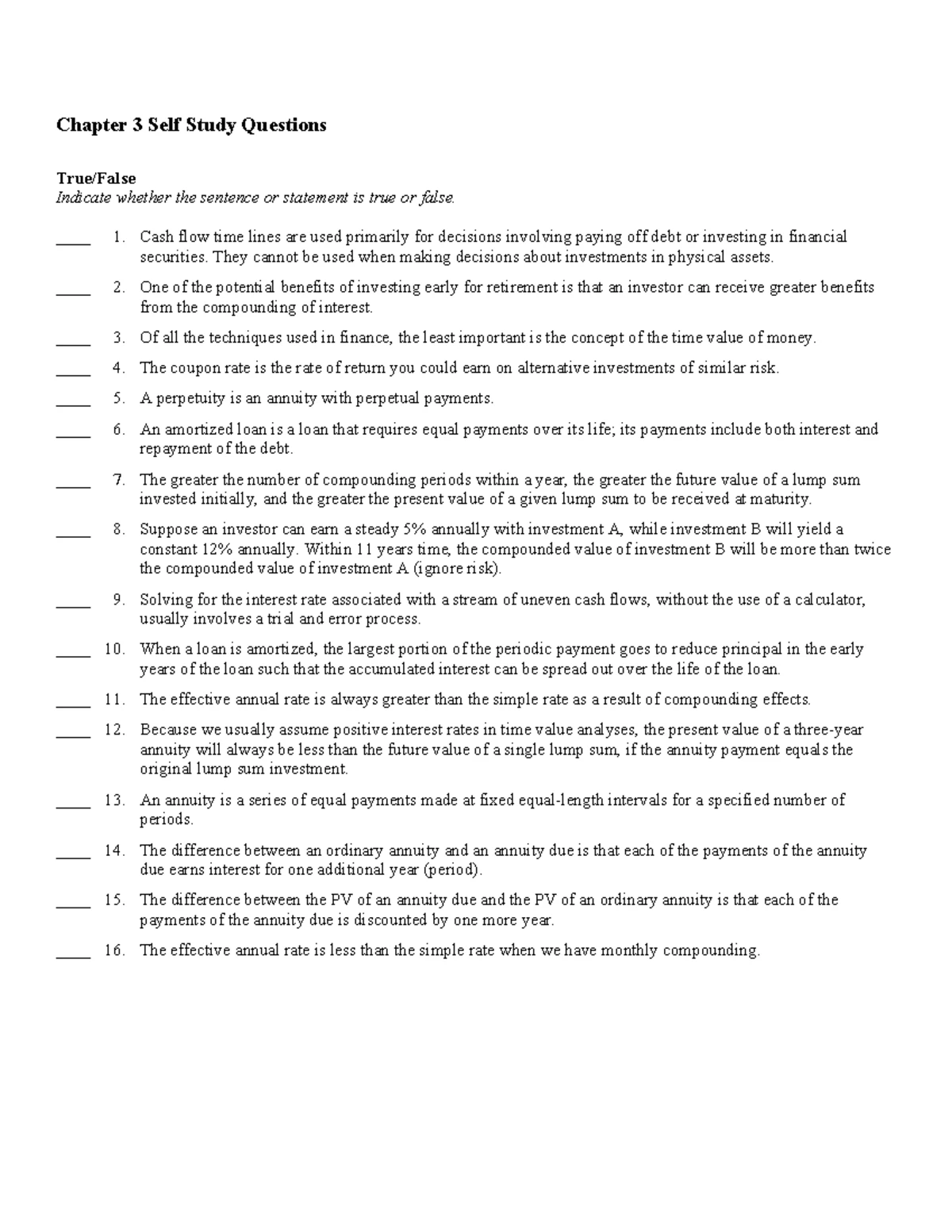 FIN2601-chapter 2 q a - SUMMARY NOTES - Chapter 2 Self Study Questions ...