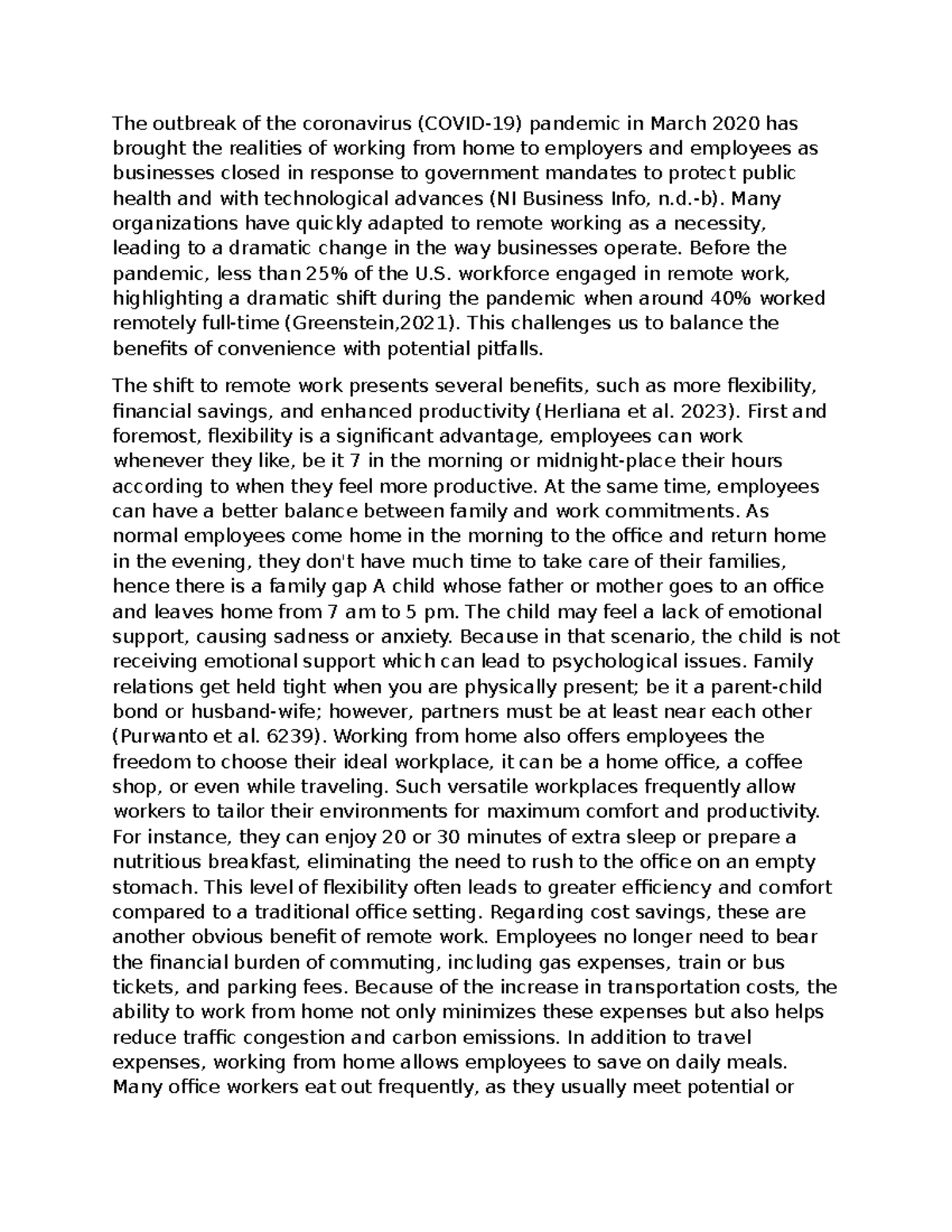 Final Term Paper: The Impact of Remote Work Post-COVID-19 Pandemic ...