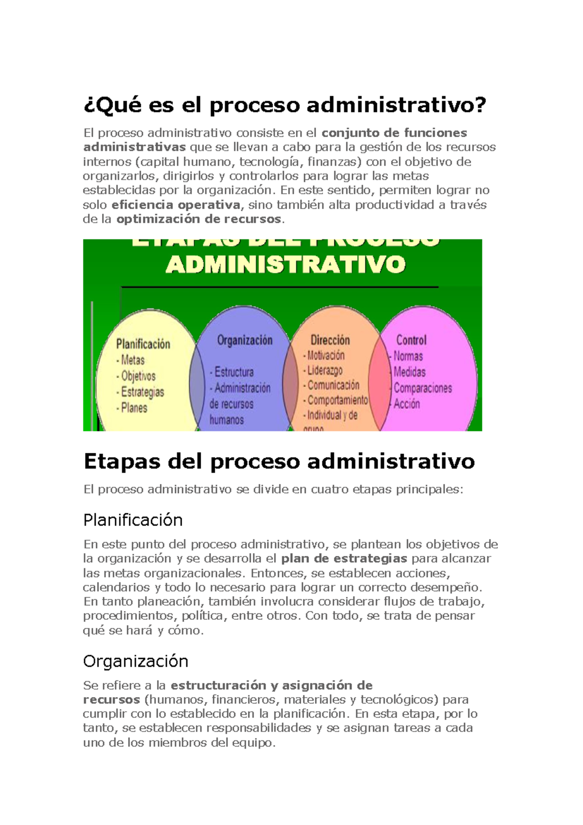 Que es para ti el proceso administrativo en una empresa u organización ...