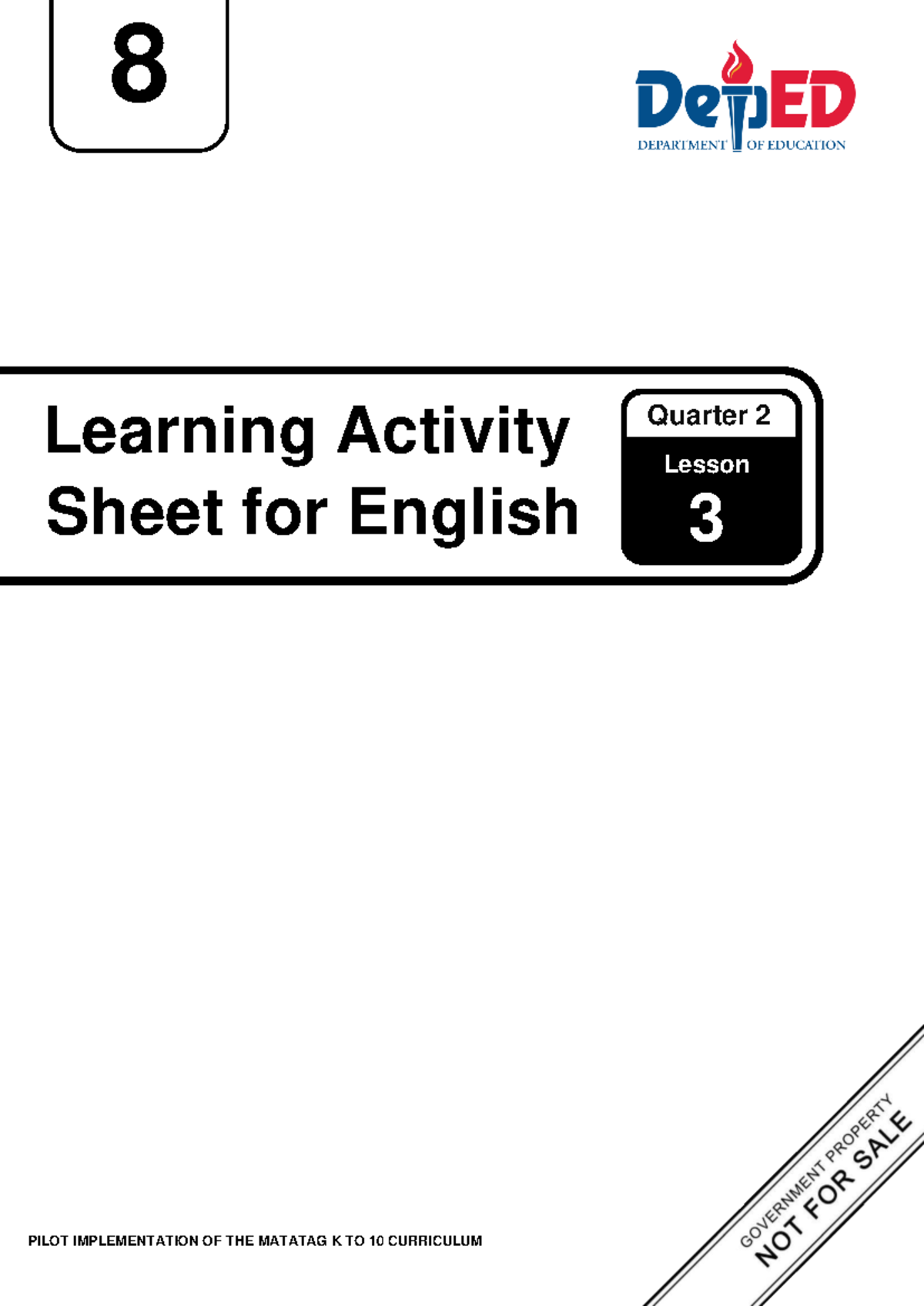 Q2 Learning Activity Sheet for English 8: Lesson 3 (Week 3) - Studocu