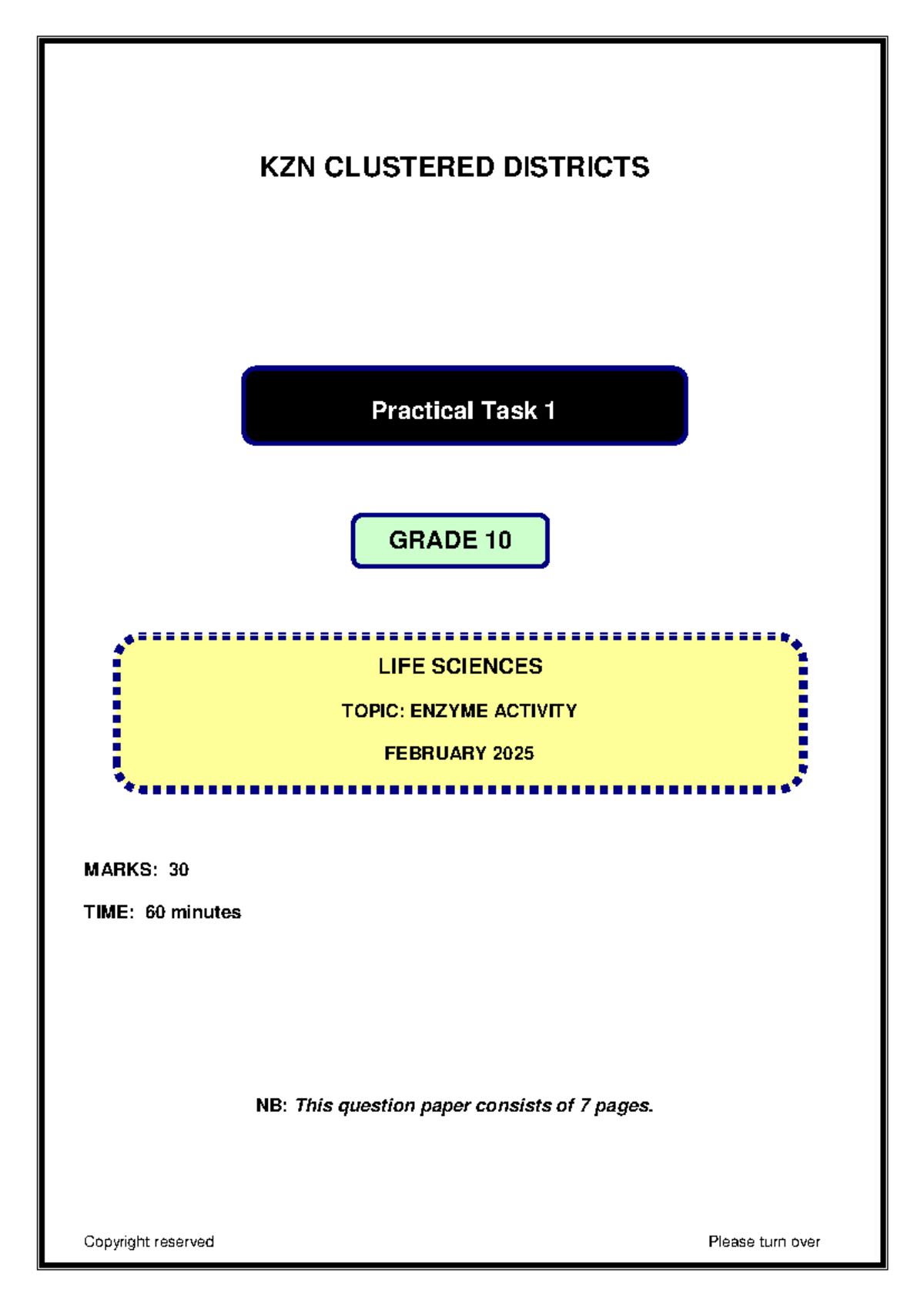 Grade 10 Life Sciences Practical Task 1: Enzyme Activity Study Guide ...