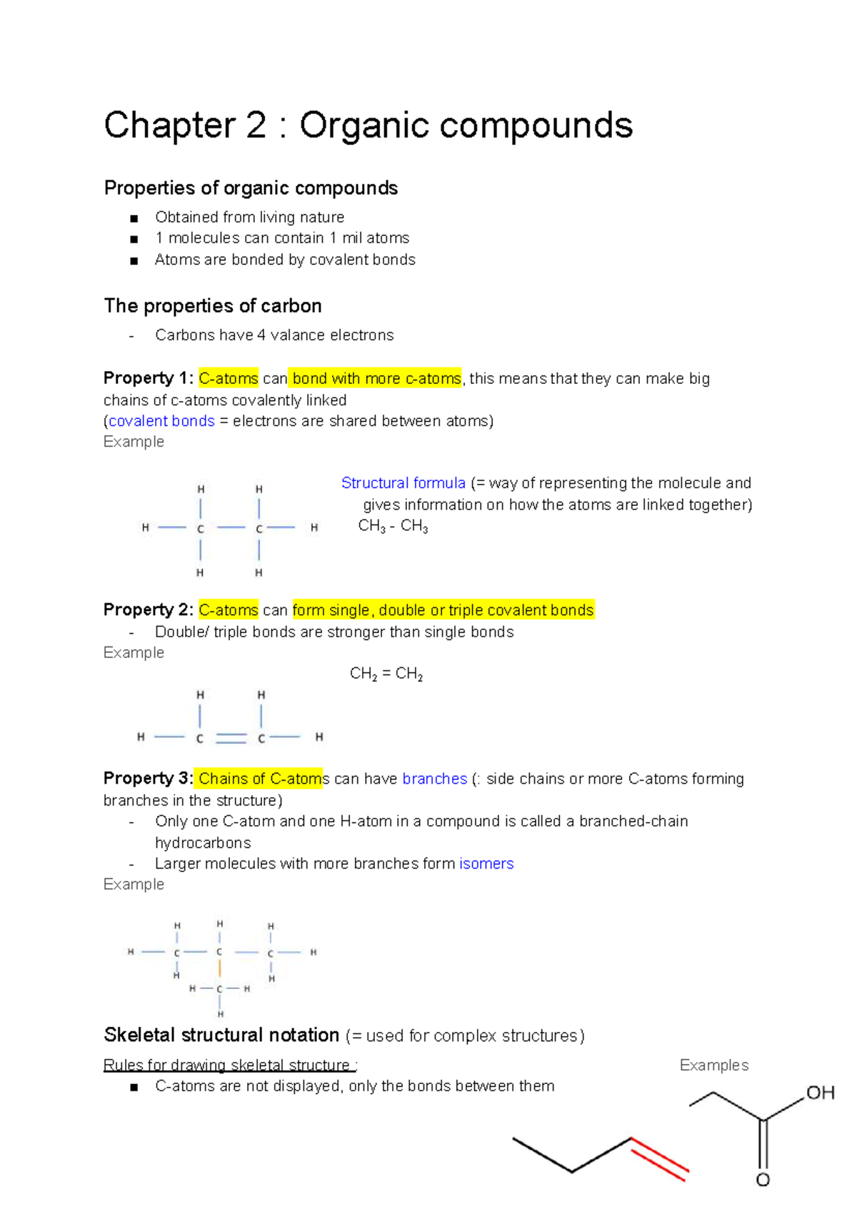 Chapter 2: Properties of Organic Compounds in Living Nature - Studocu