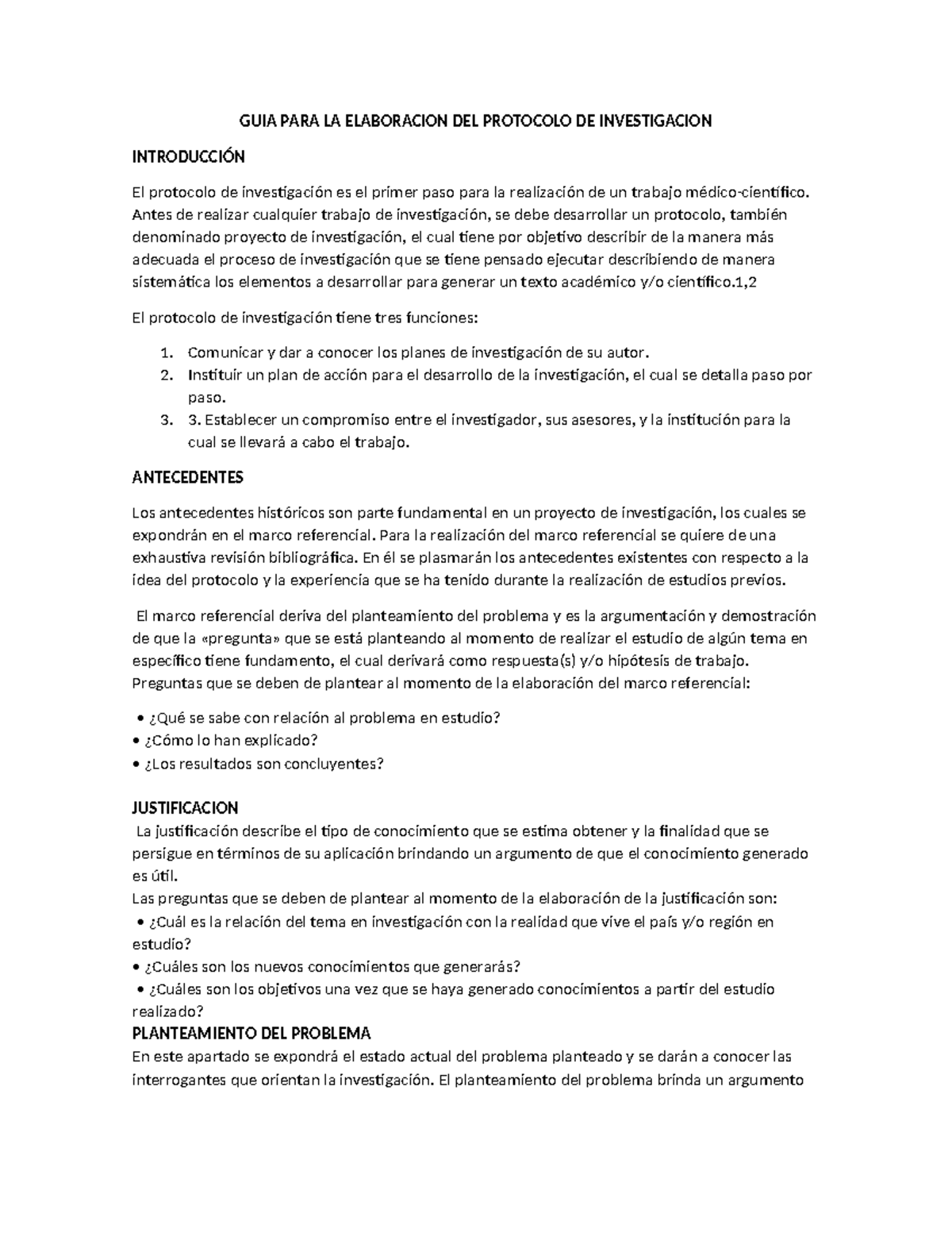 GUÍA PARA LA ELABORACIÓN DEL PROTOCOLO DE INVESTIGACIÓN - Studocu