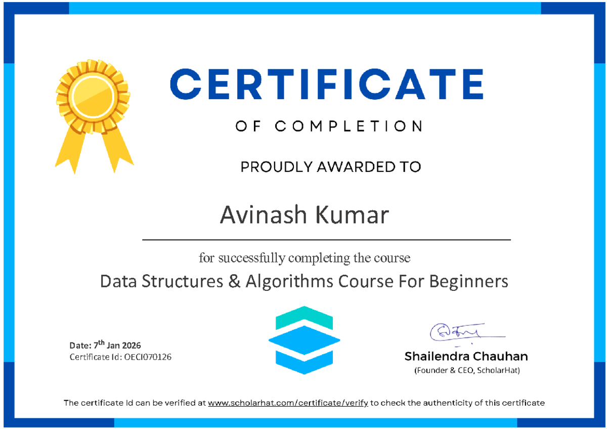 Avinash Kumar Data Structures & Algorithms Course For Beginners - DSA ...