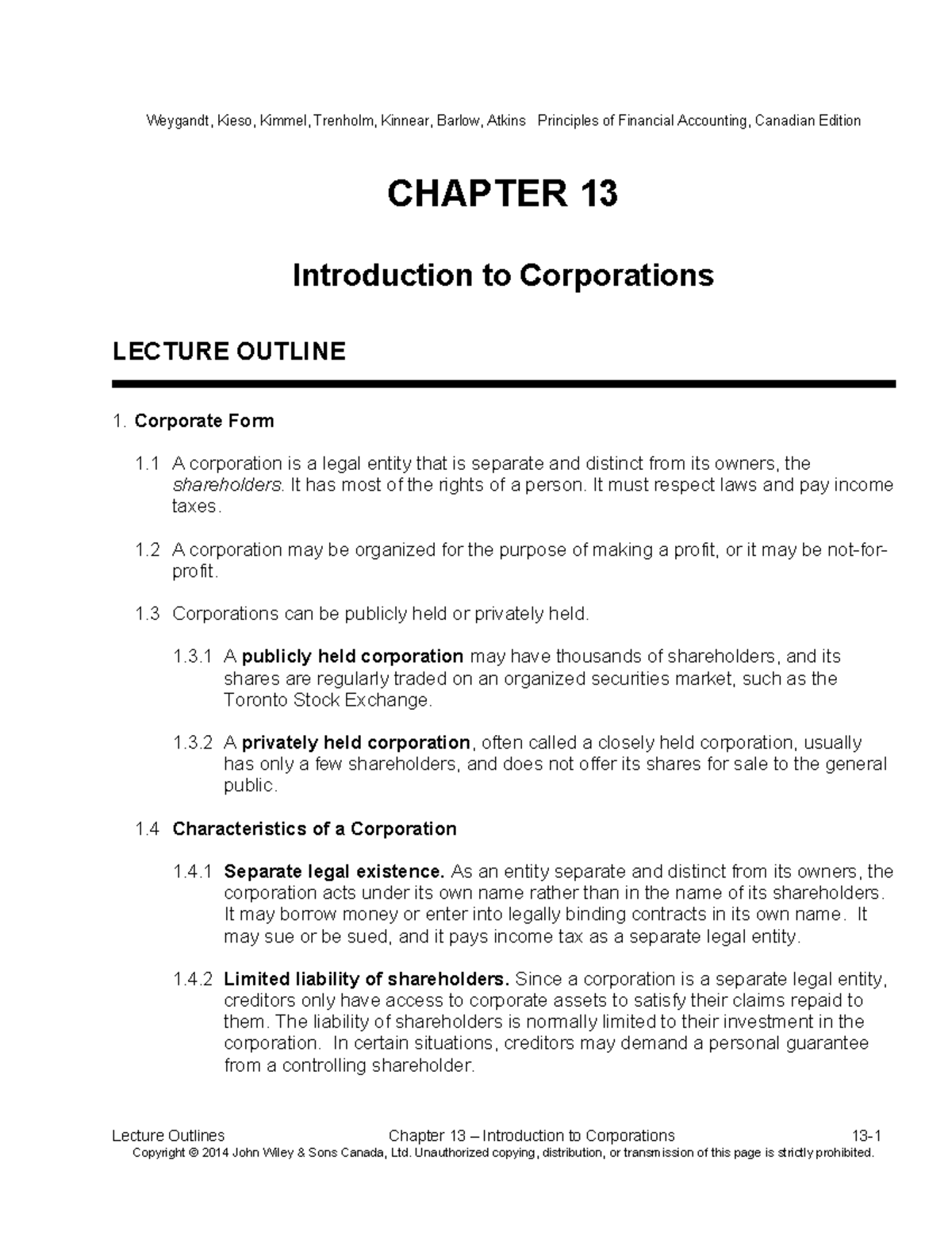 Principles of Financial Accounting (ACCT 101) CH13: Introduction to ...
