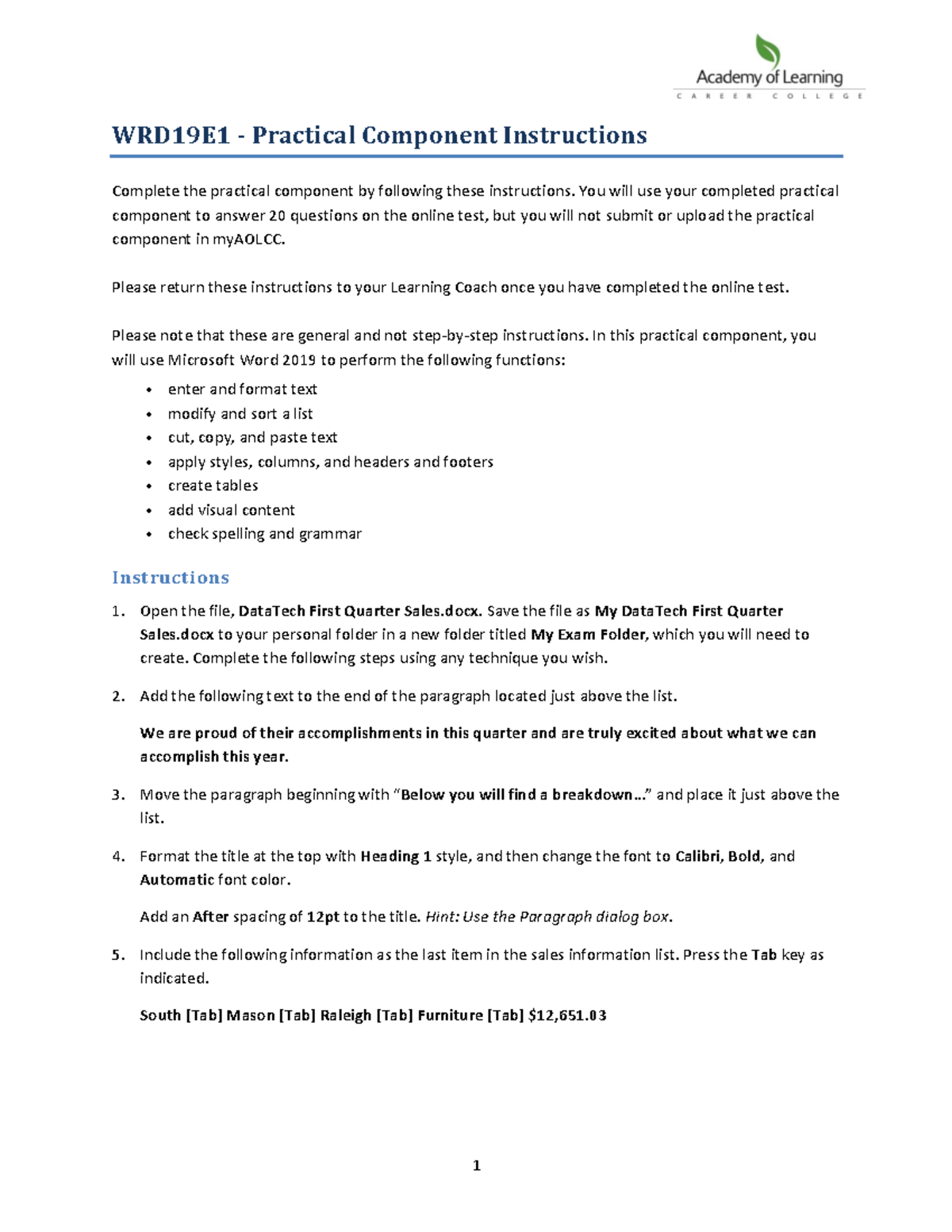 WRD19E1 - Final Exam Practical Component Instructions Guide - Studocu