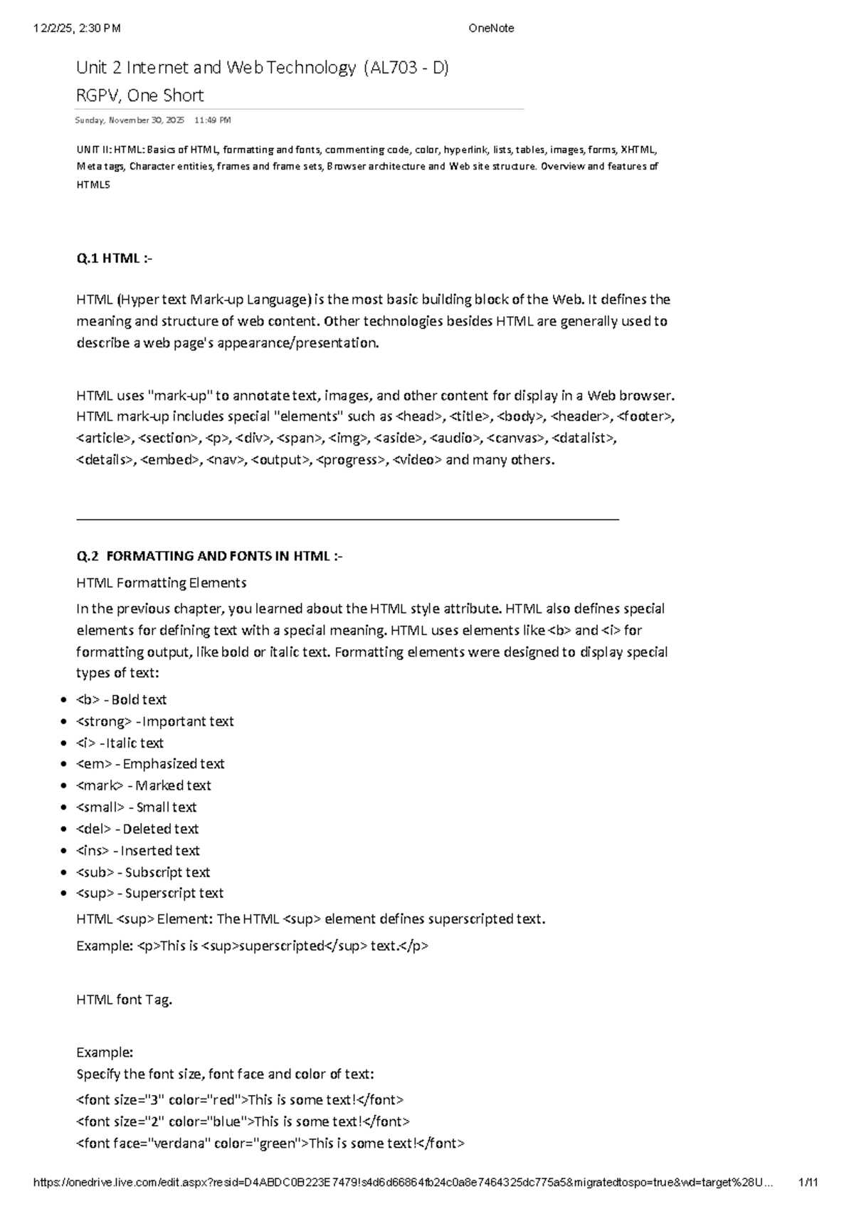 Unit 2: Internet and Web Technology (AL703 D) - HTML Basics and ...