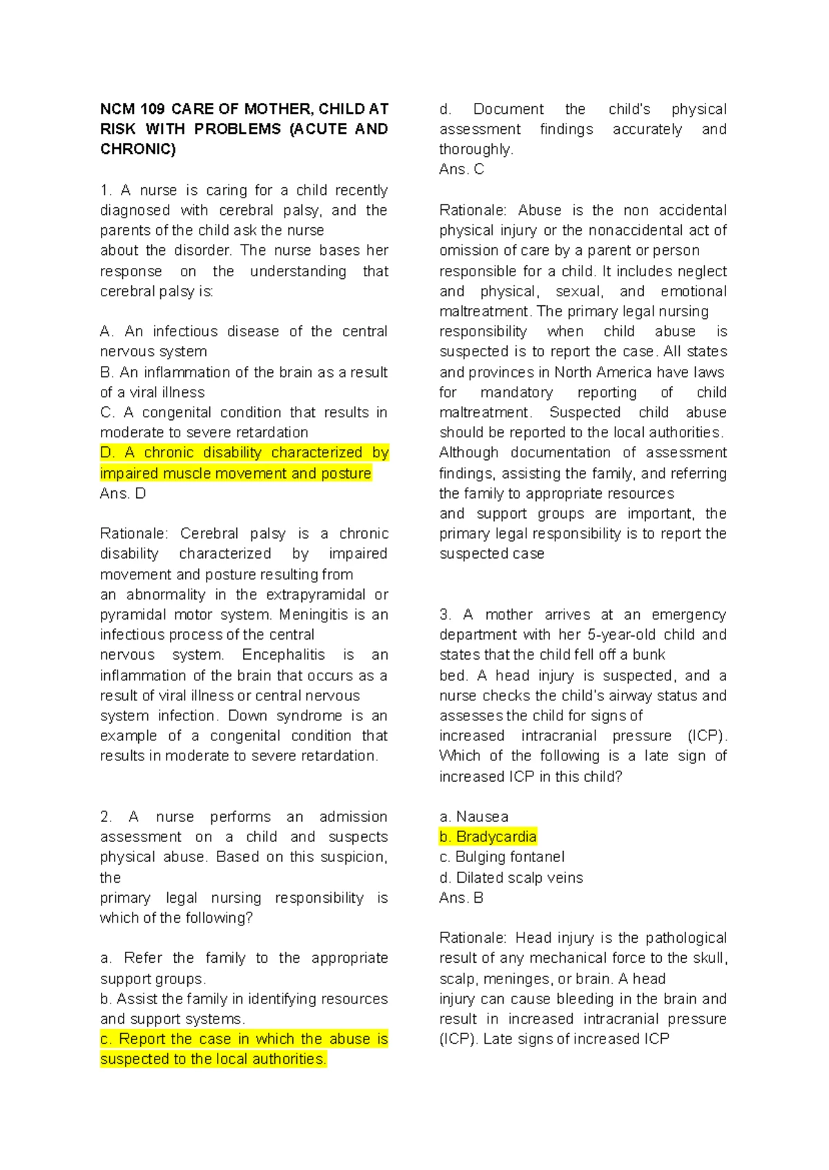 NCM 109 Lecture Notes on Maternal Miscarriage & Complications - Studocu