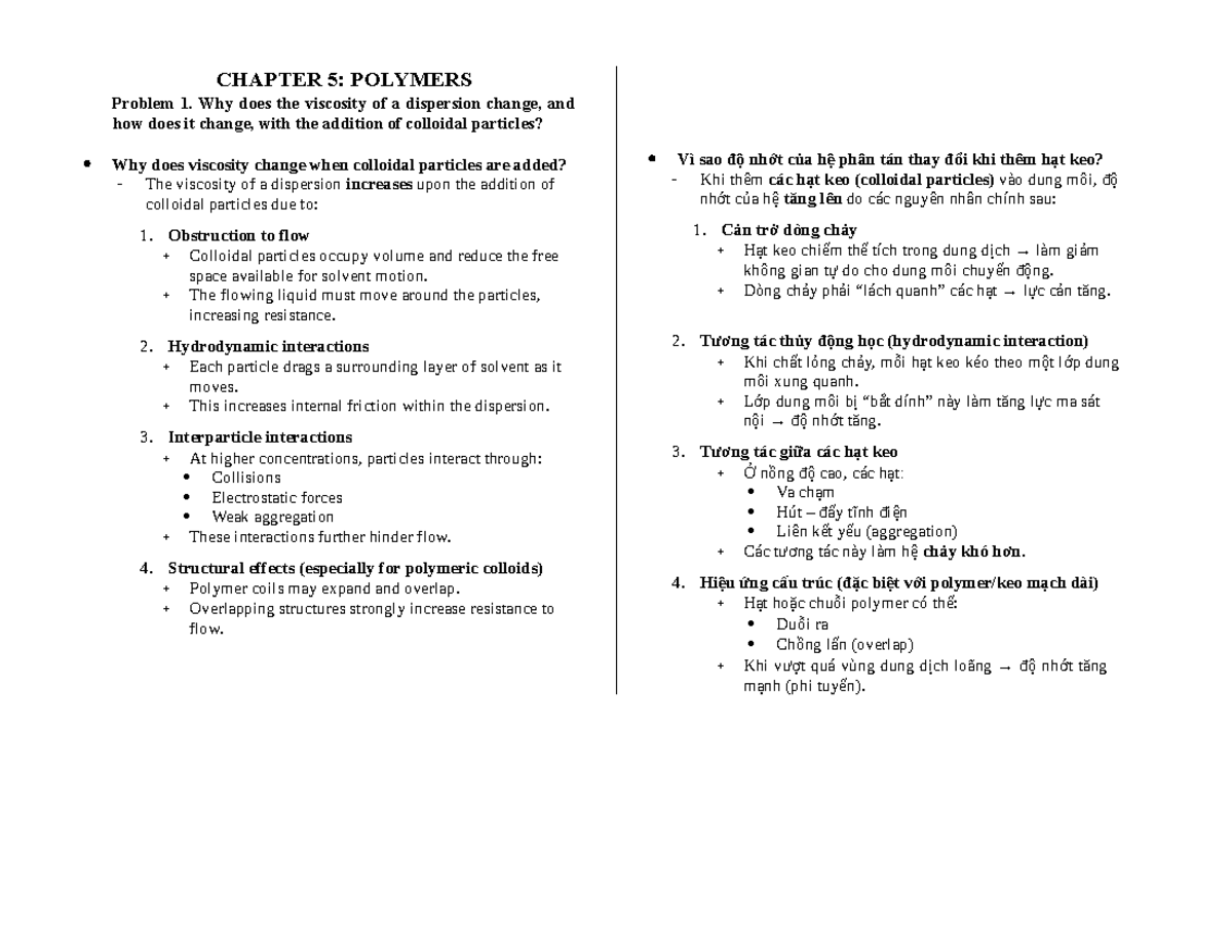 CHAPTER 5: POLYMERS - Viscosity Changes with Colloidal Particles - Studocu