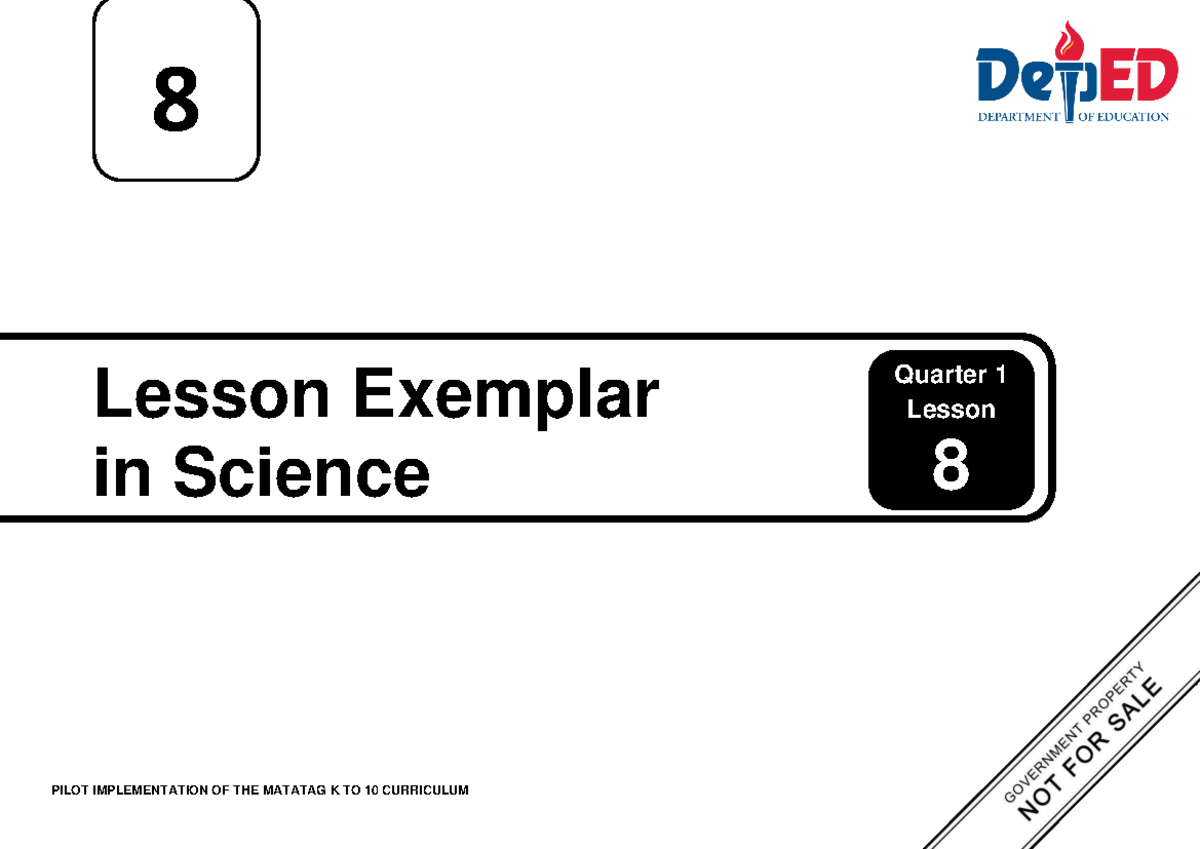 Q1 LE Science 8 Lesson 8 Exemplar for MATATAG Curriculum - Studocu