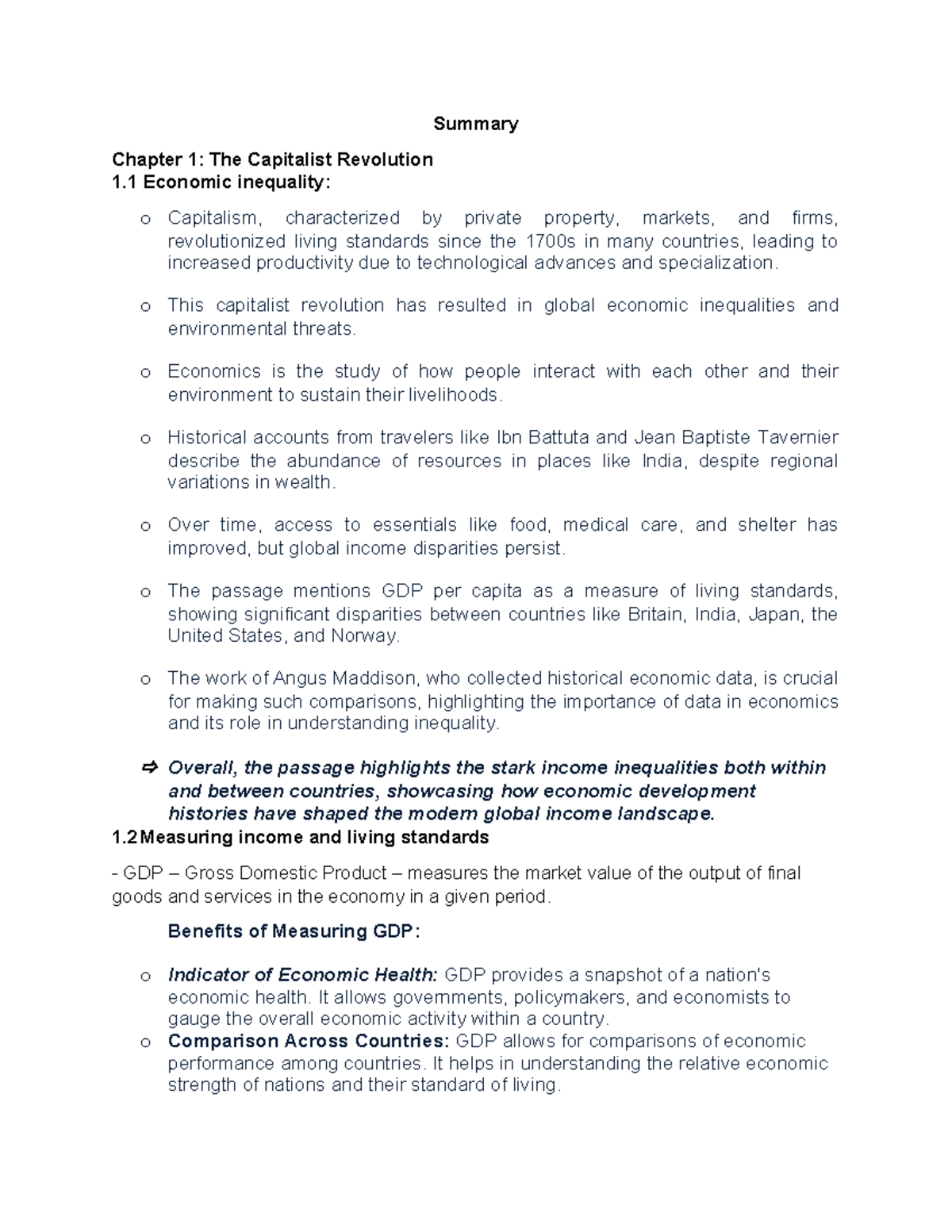 Principles of Economics - Readings - Summary Chapter 1: The Capitalist ...