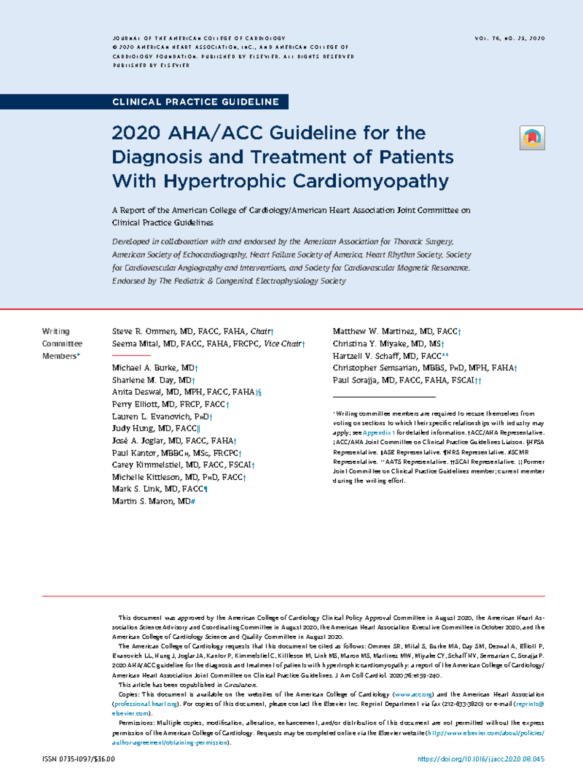 2020 AHA-ACC HCM Guideline - CLINICAL PRACTICE GUIDELINE 2020 AHA/ACC ...
