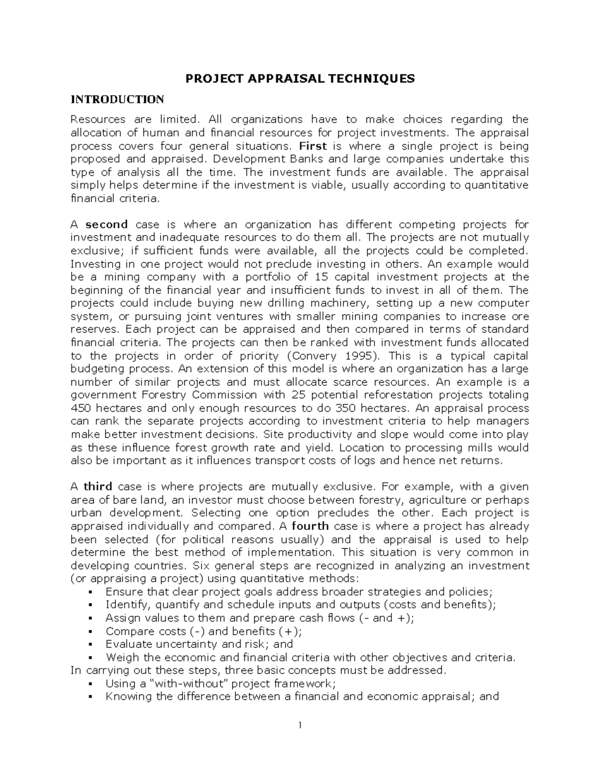 Project Appraisal Techniques 1: Comprehensive Overview and Methods ...
