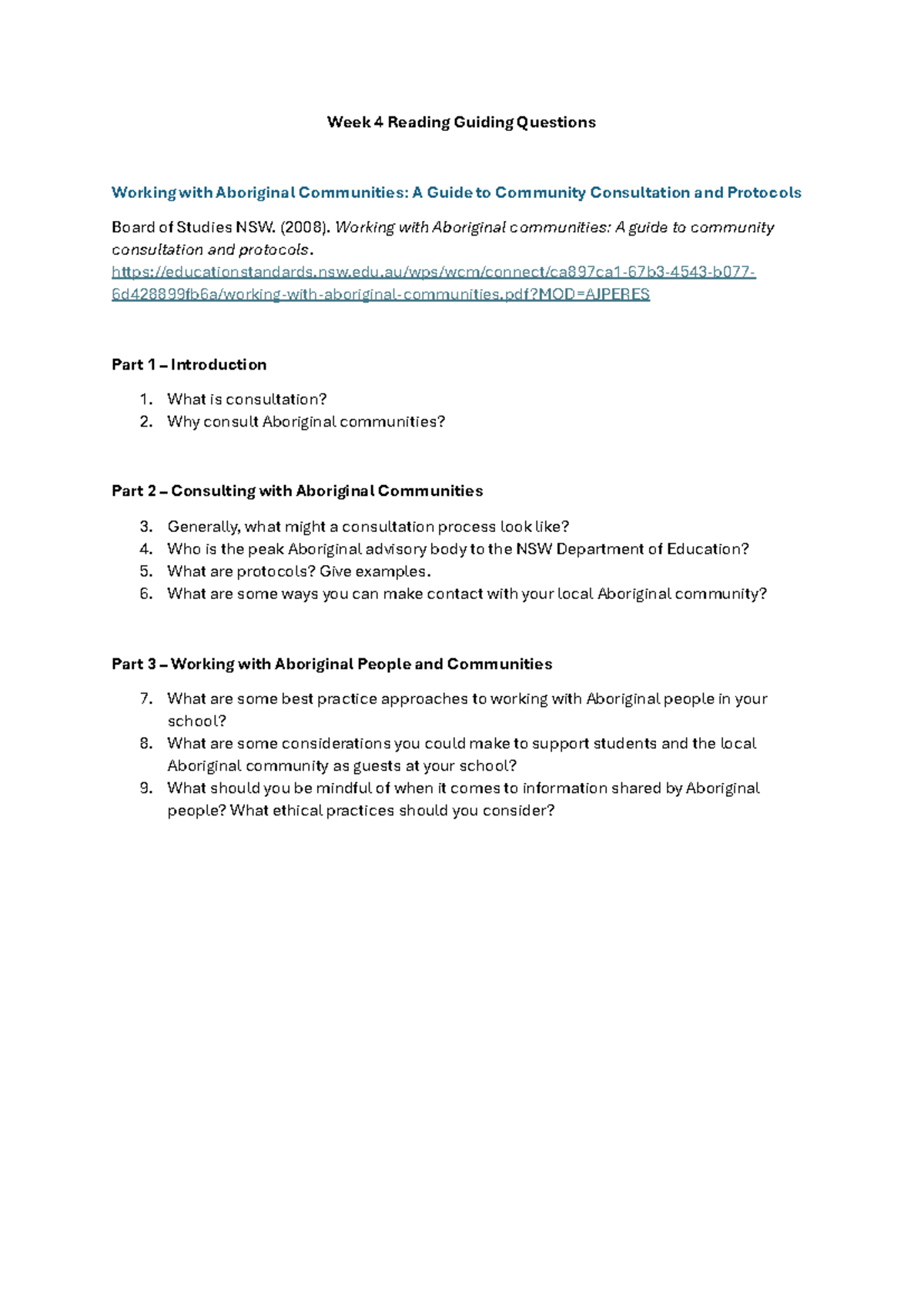 Week 4 Guiding Questions: Working with Aboriginal Communities - Studocu